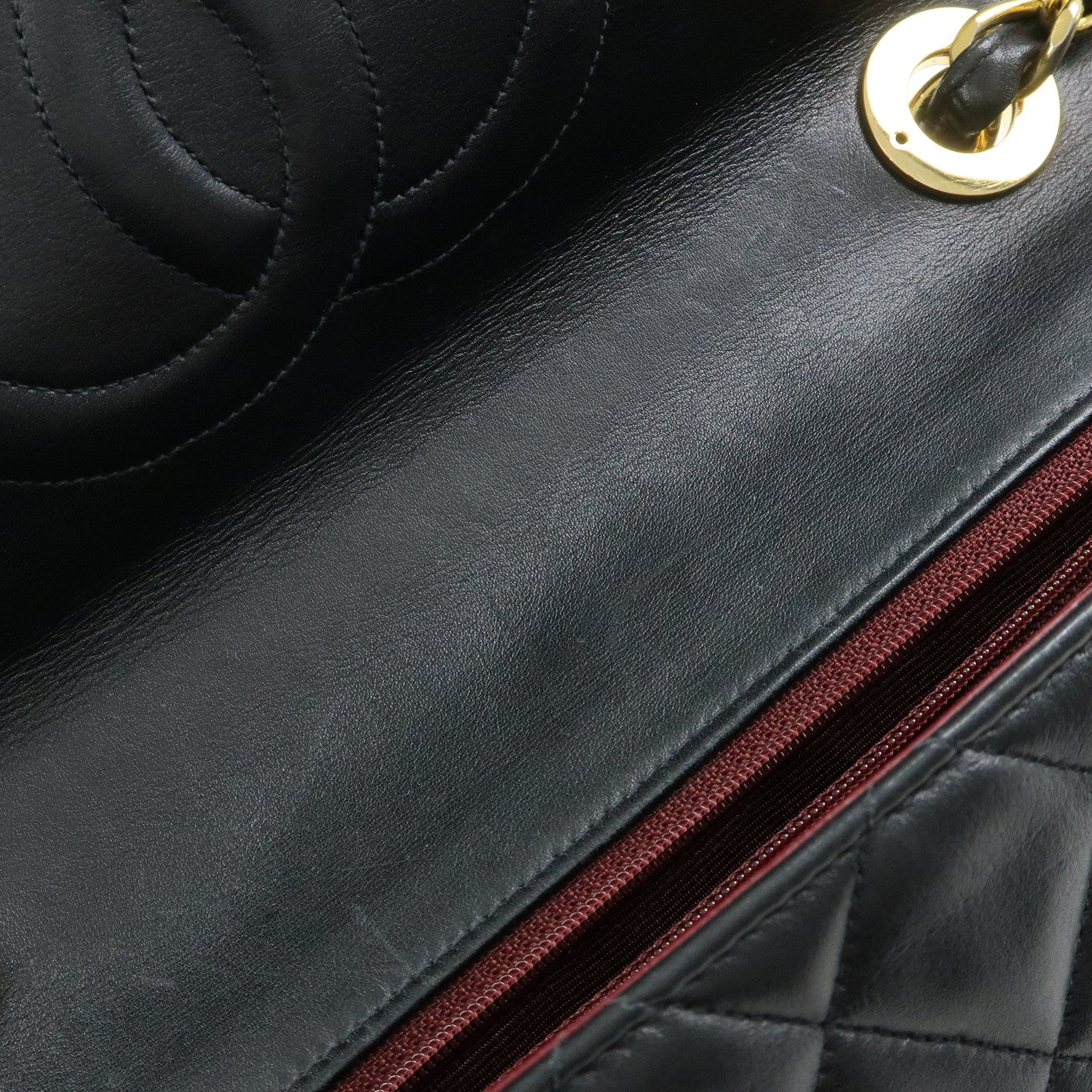 CHANEL Jumbo Matelasse 34 COCO Mark Lamb Skin Shoulder Bag Black A01094