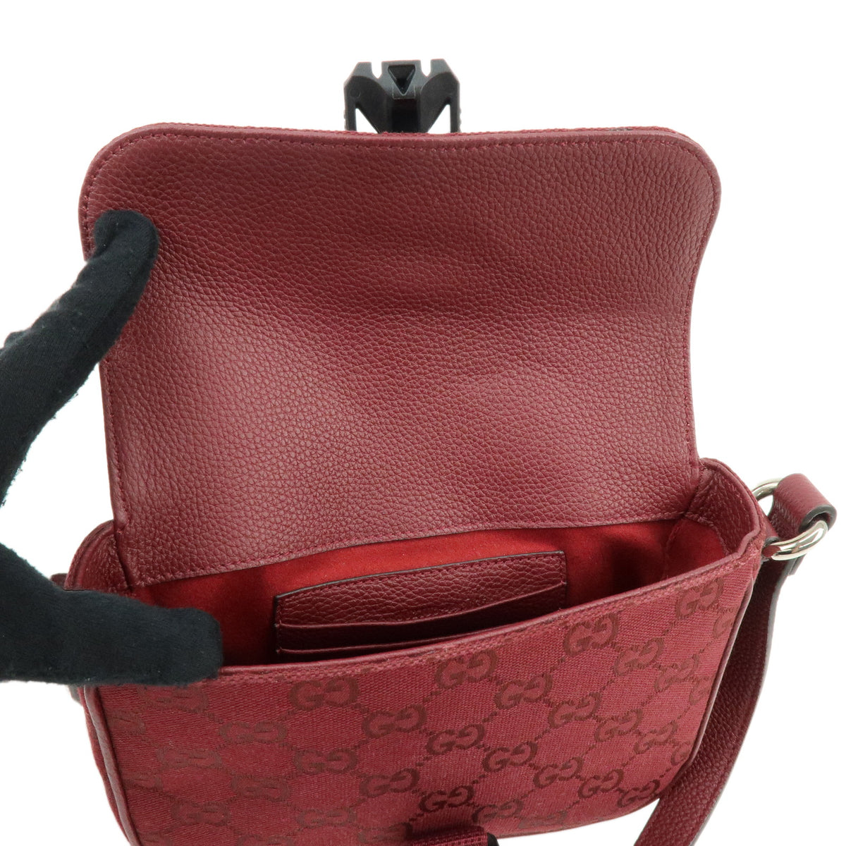 GUCCI Sherry GG Canvas Leather Shoulder Crossbody Bag Bordeaux 802100
