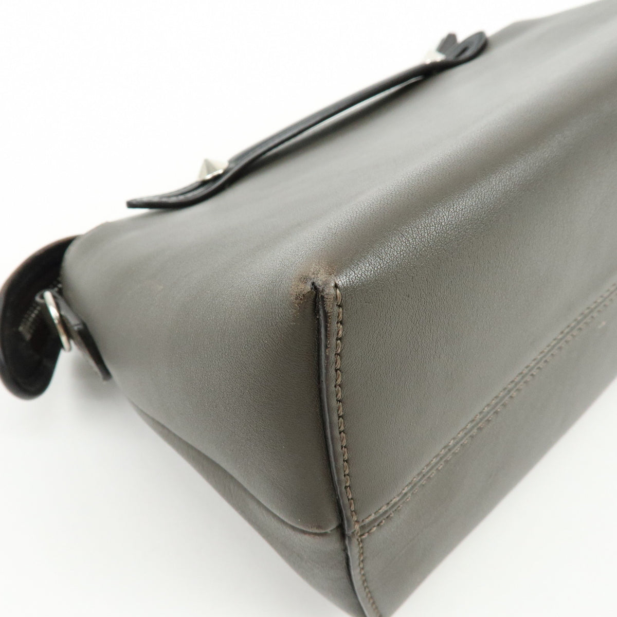 FENDI By The Way Medium Leather 2Way Bag Hand Bag Dark Gray 8BL124