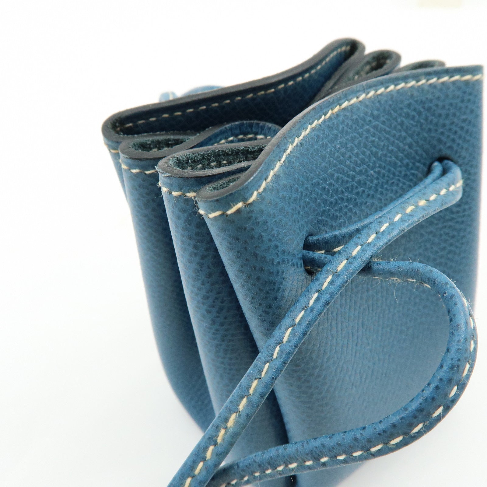 HERMES Courchevel Leather Pouch Blue Jean □G Stamped Blue Jean