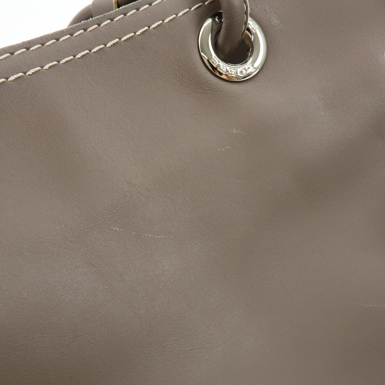 LOEWE Anagram Perforated Shopper Tote Bag Leather Shoulder Bag Brown