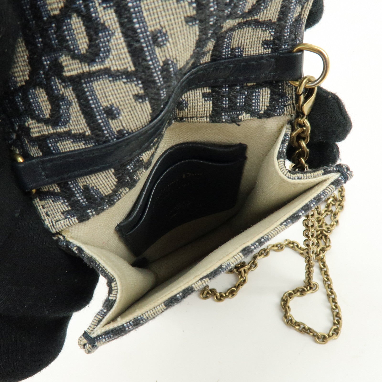 Christian Dior Oblique Jacquard Leather Vertical Saddle Shoulder Pouch