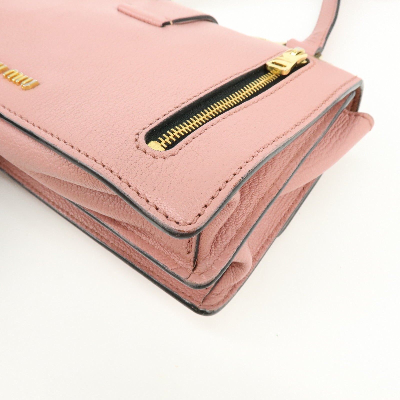 MIU MIU Madras Leather 2Way Bag Hand Bag Shoulder Bag Pink 5BH609