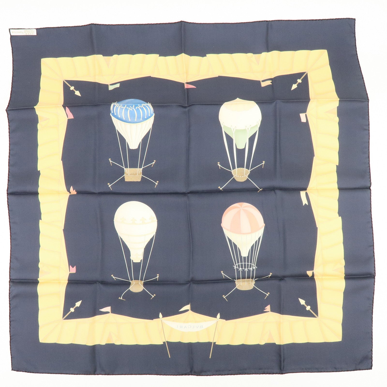 BVLGARI Set of 2 Silk 100% Scarf Balloon Motif Black Red Gold