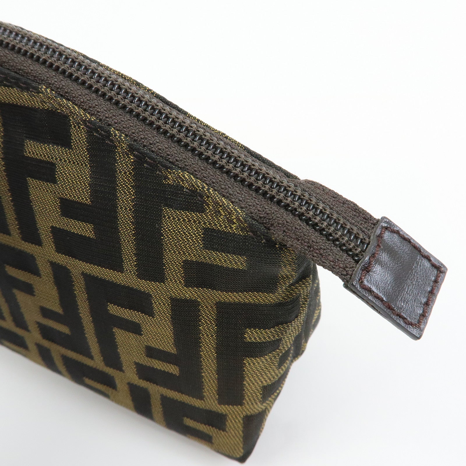 FENDI  Zucca Canvas Pouch Cosmetic Pouch Brown Gold 7N0005