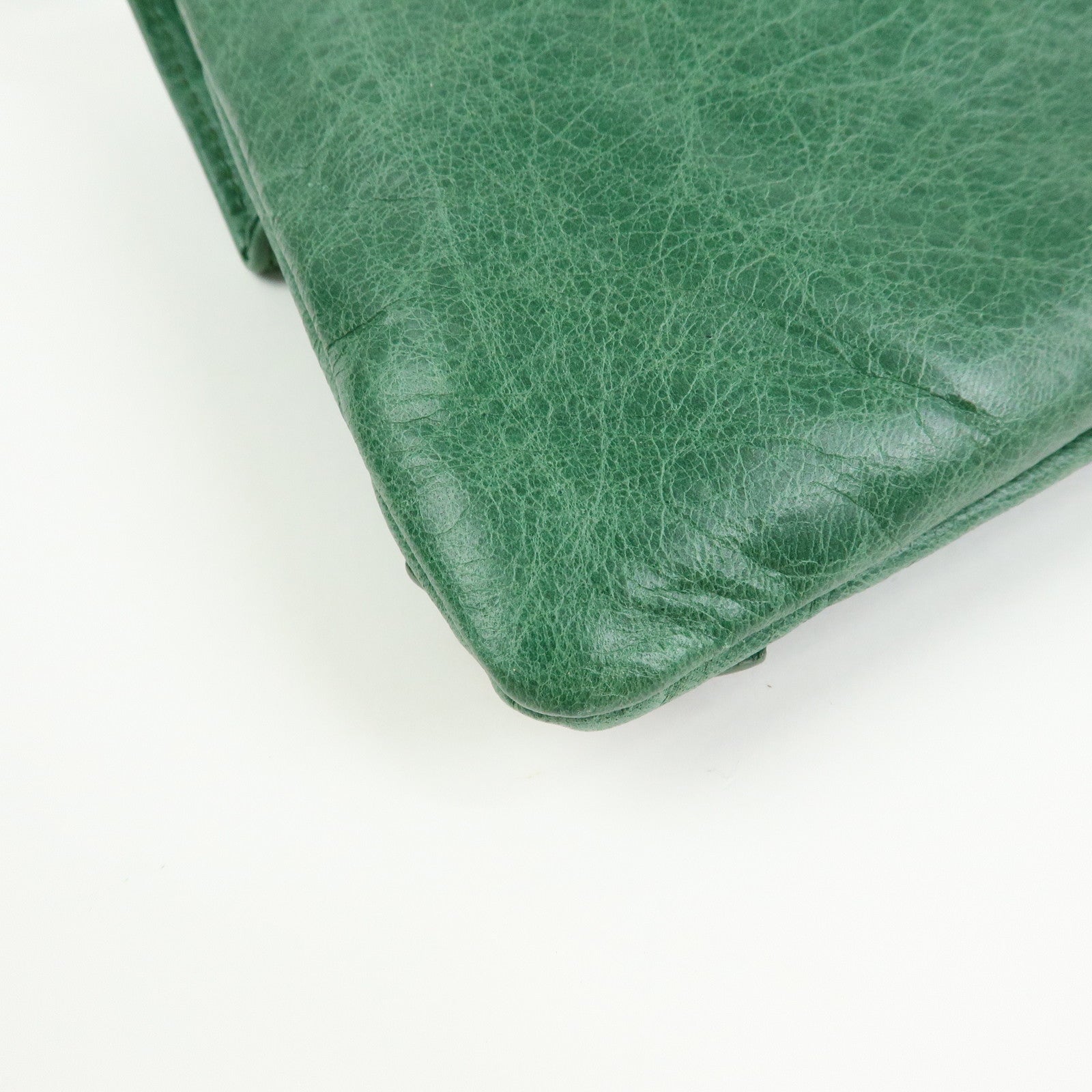BALENCIAGA Giant Envelope Leather Clutch Bag Pouch Green 186182