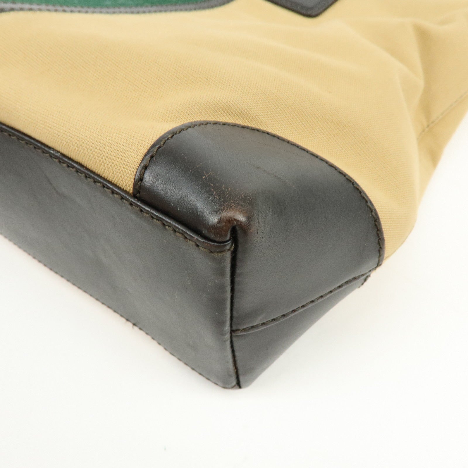 GUCCI Sherry Canvas Leather Tote Bag Shoulder Bag Brown Beige 002・1119