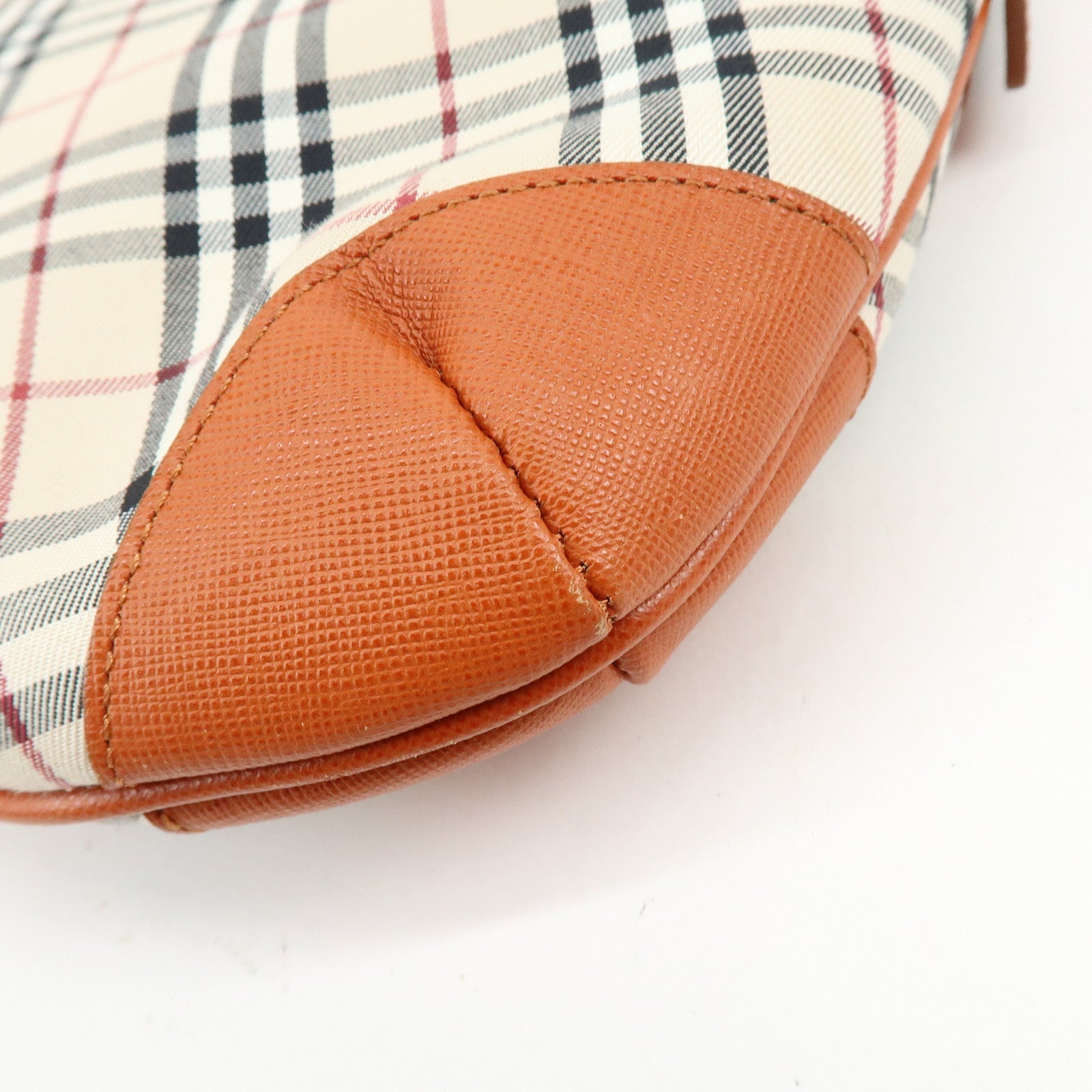BURBERRY Nova Plaid Canvas Leather Shoulder Bag Beige