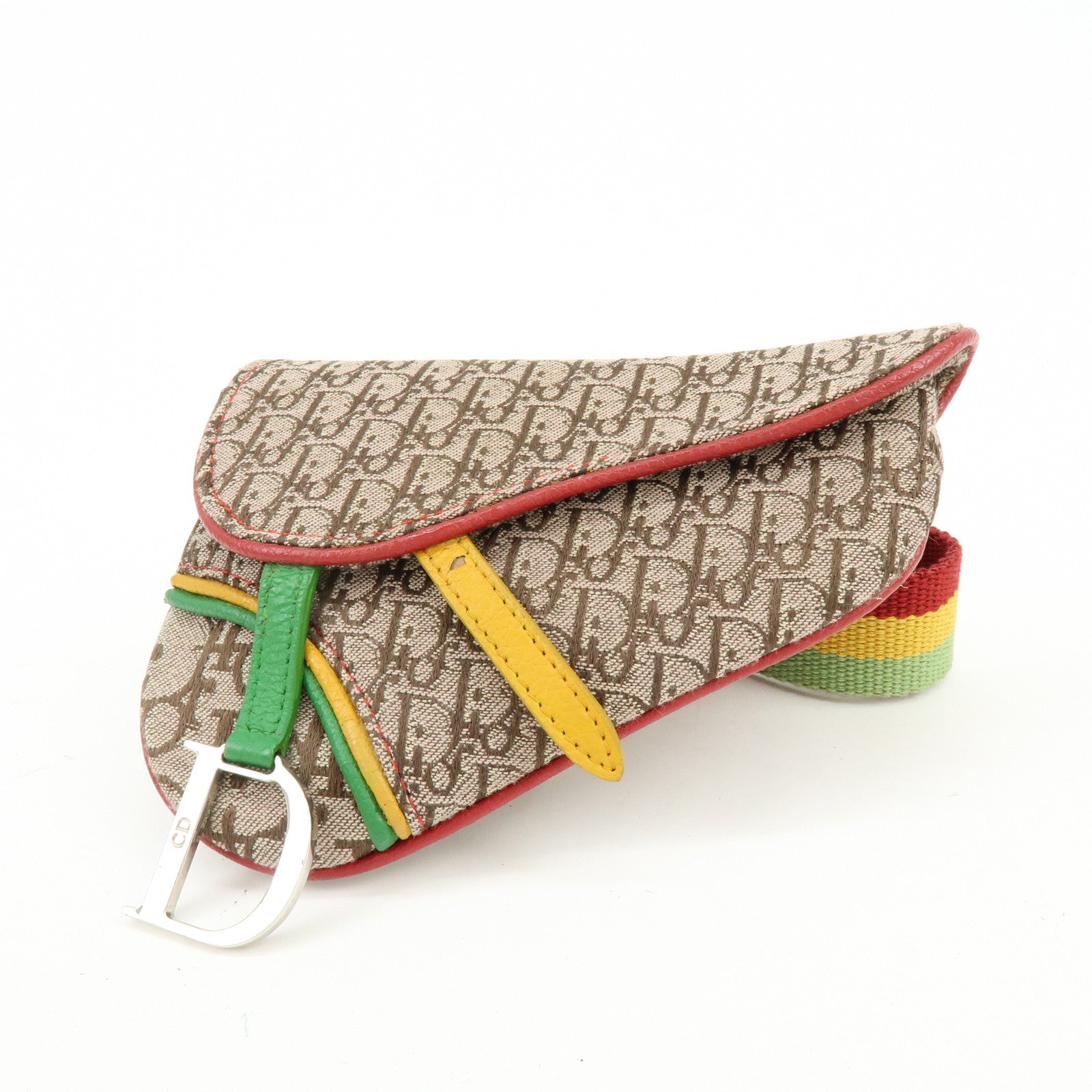 Christian Dior Trotter Saddle Rasta Canvas Leather Waist Bag Beige