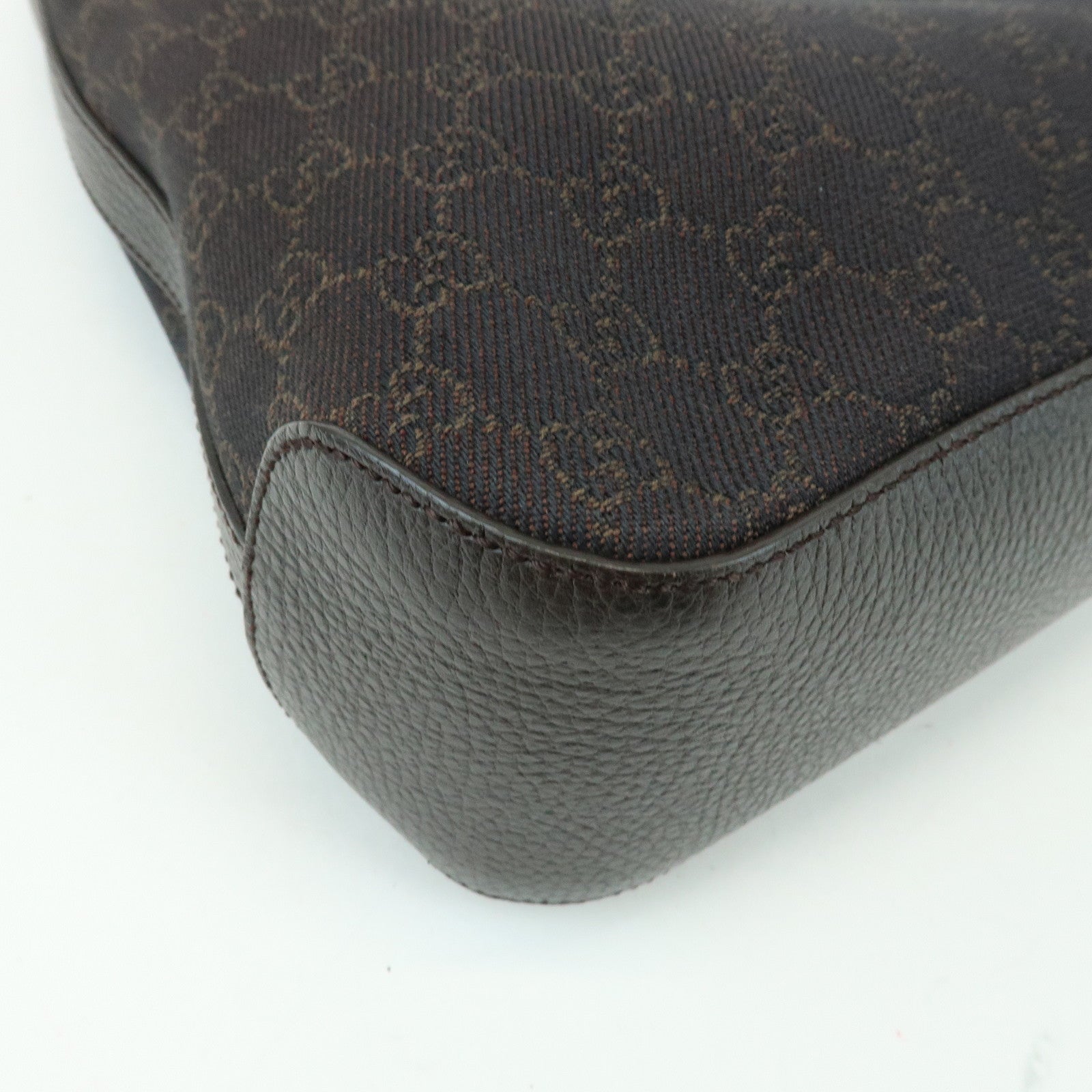 GUCCI GG Denim Leather Shoulder Bag Hand Bag Brown 336659