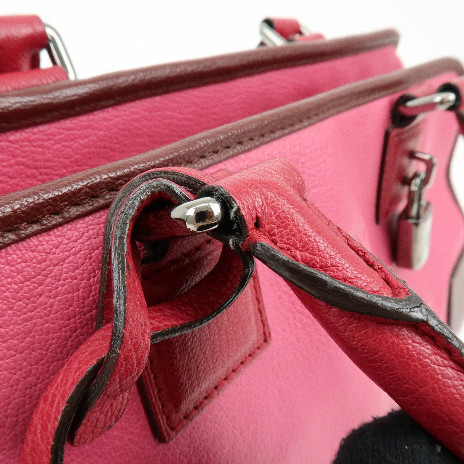 LOEWE Anagram Leather Amazona 28 Hand Bag Boston Bag Pink