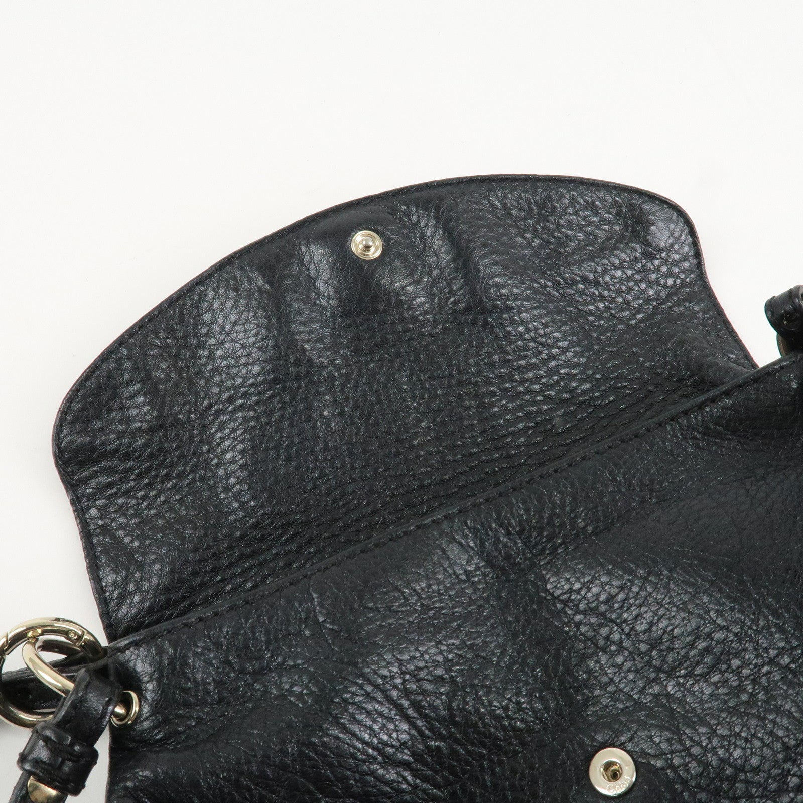 Chloe Lily Metal Ribbon Leather 2Way Shoulder Bag Hand Bag Black Used