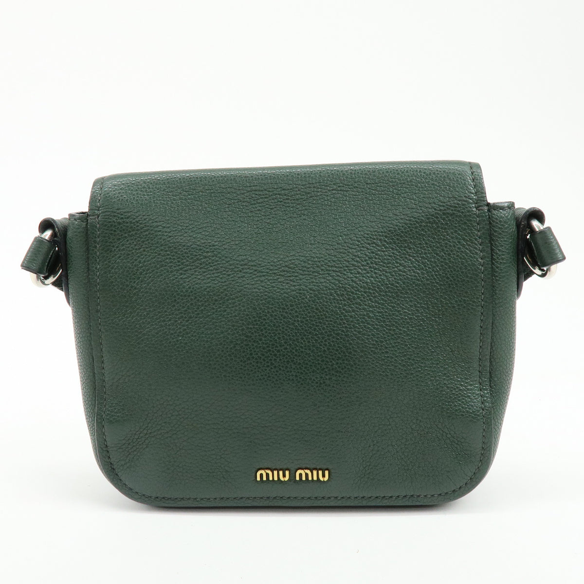 MIU MIU Madras Leather Shoulder Bag Dark Green RT0638