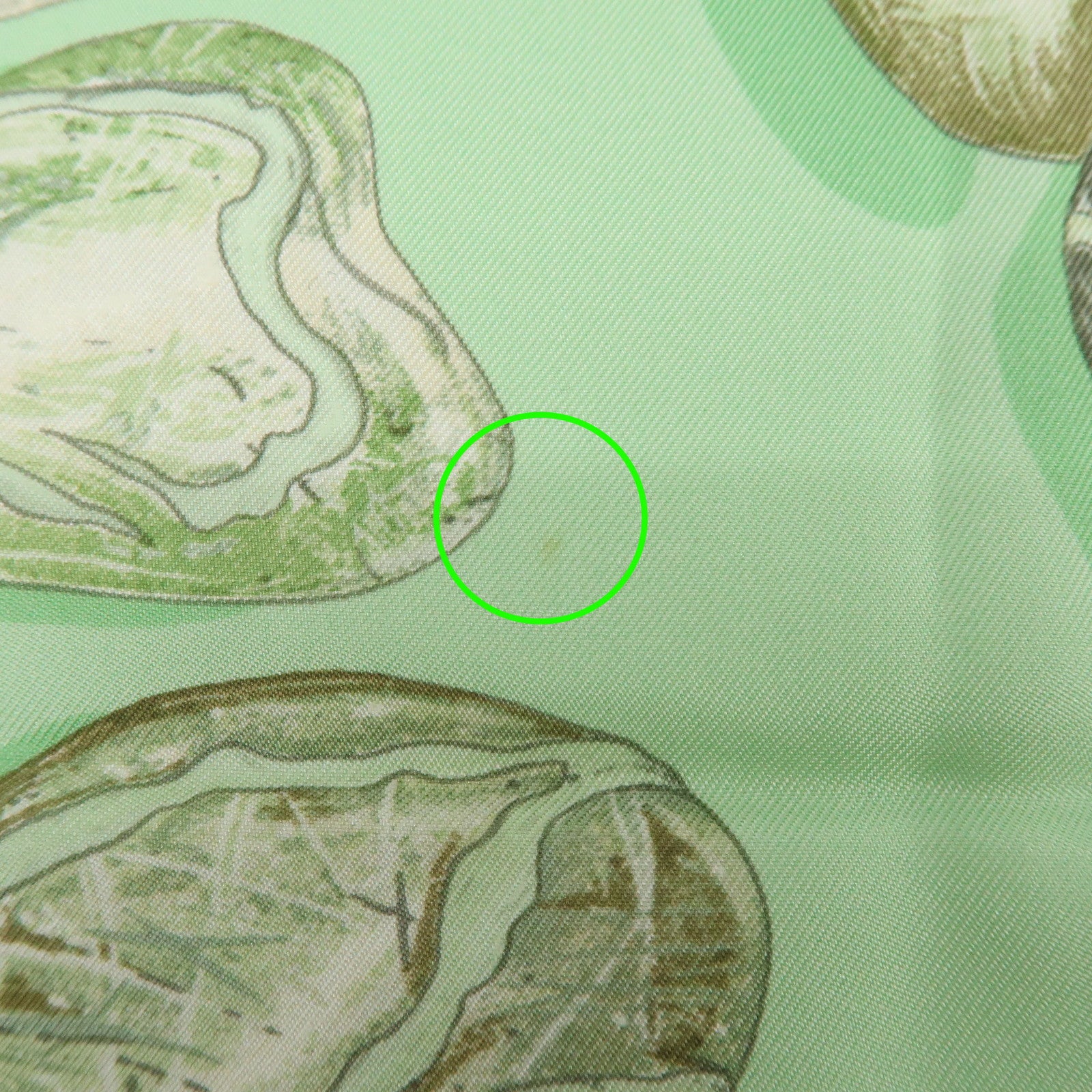 HERMES Carre 90 Silk 100% Scarf APHORISME Pebble Motif Light Green Gray