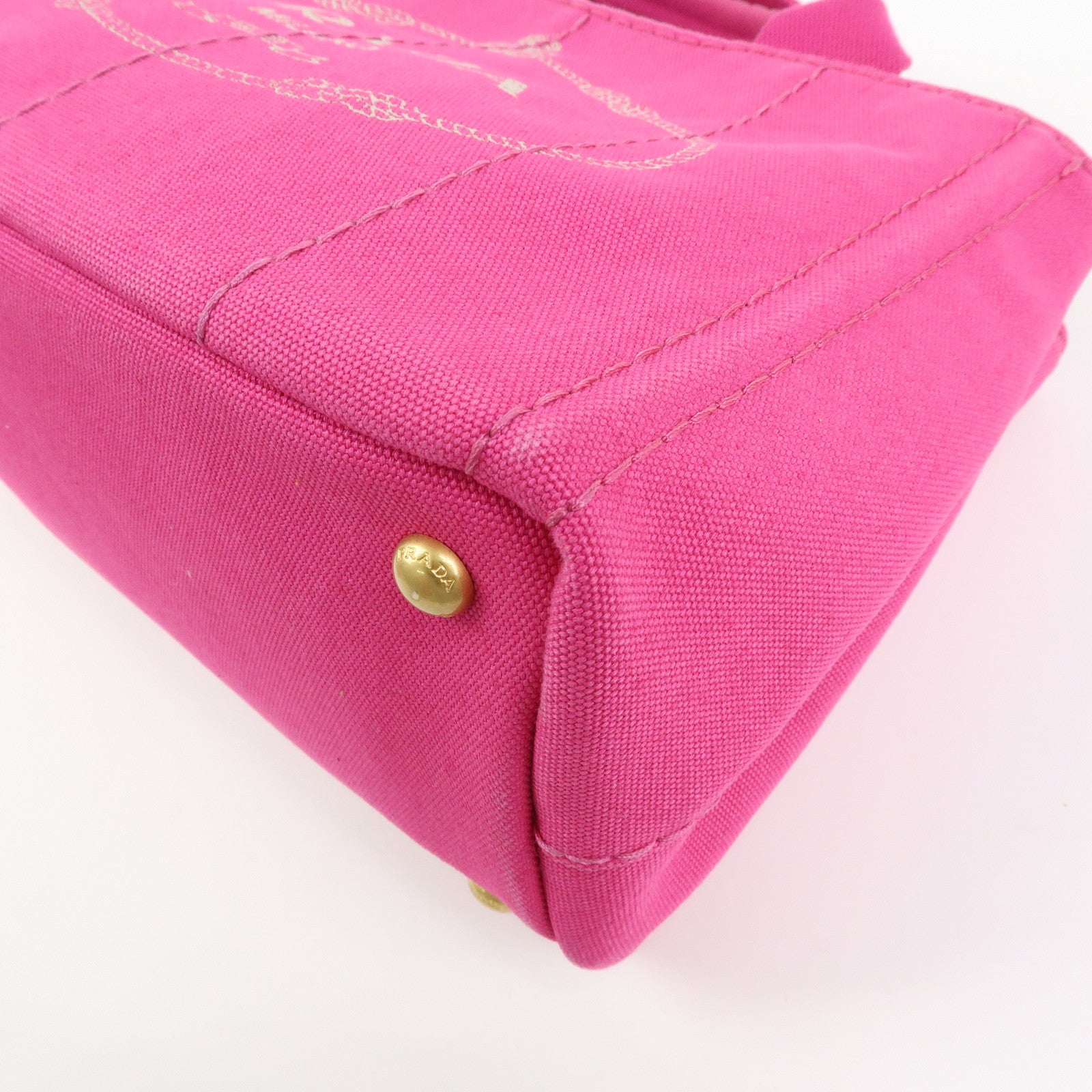 PRADA Triangle Logo Canapa Mini Canvas 2Way Hand Bag Pink B2439G