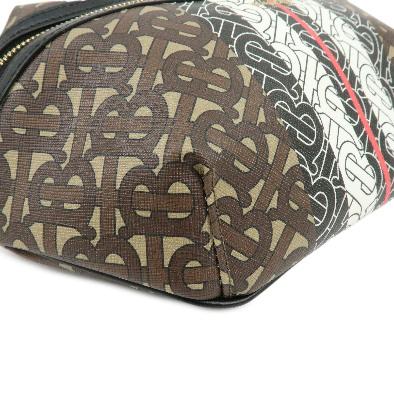 BURBERRY TB Monogram Stripe PVC Leather Waist Bag Body Crossbody Bag