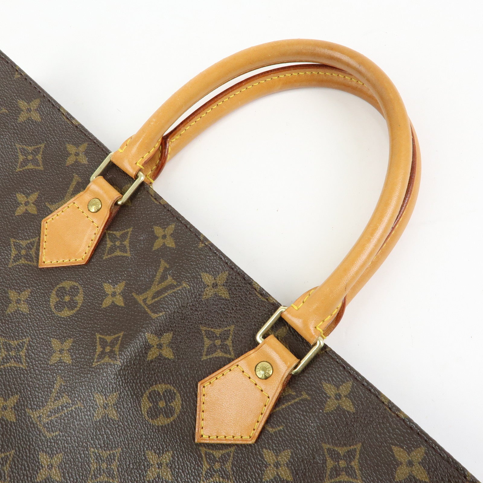 Louis Vuitton Monogram Sac Plat Tote Bag Hand Bag Brown M51140
