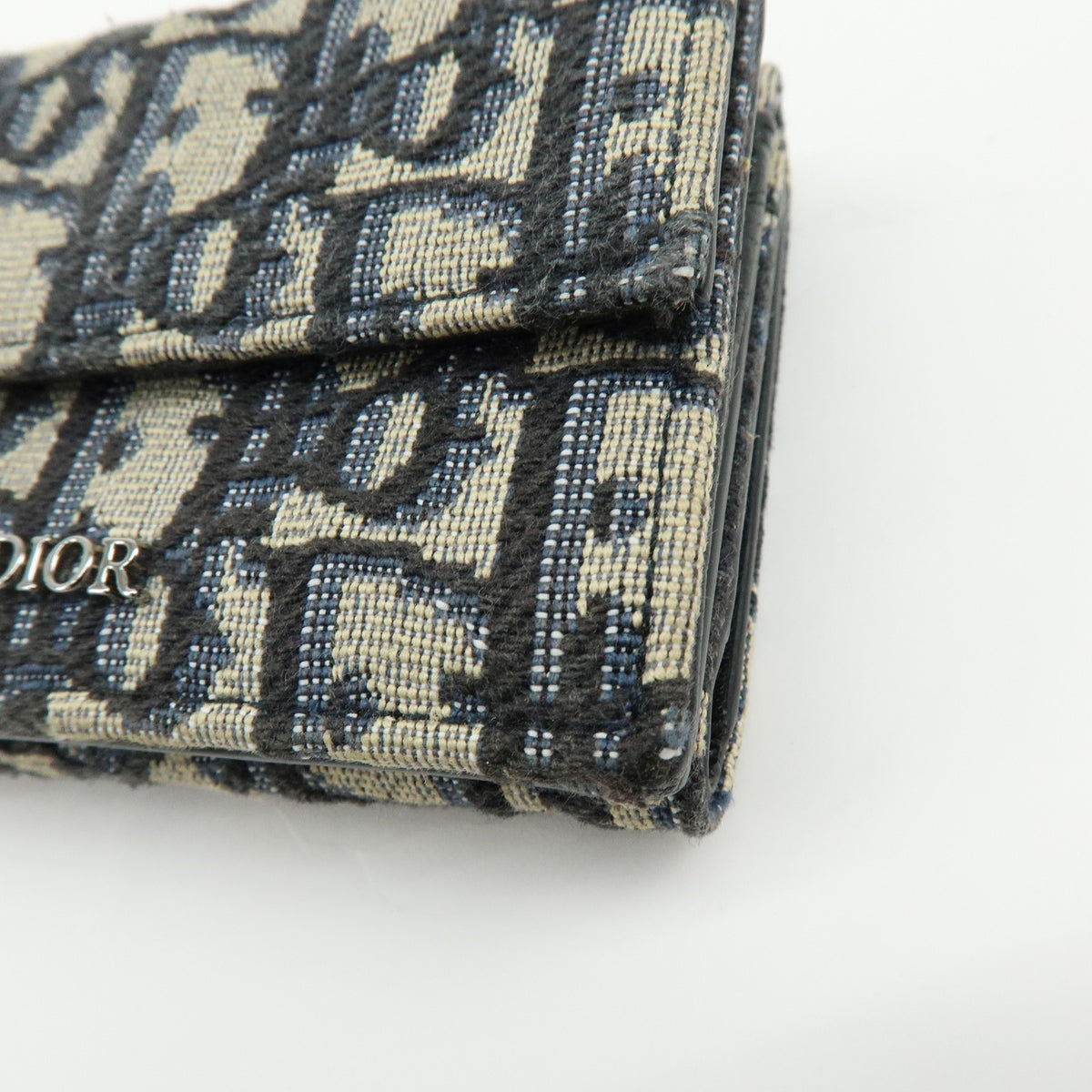 Christian Dior Oblique Jacquard Canvas Leather Tri-fold Compact Wallet