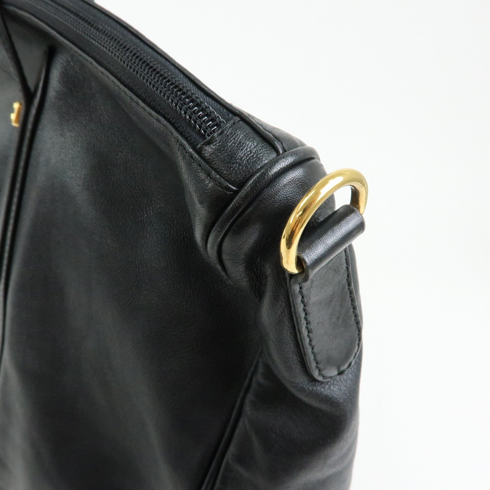 LOEWE Anagram Calf Leather 2Way Bag Boston Bag Travel Bag Black