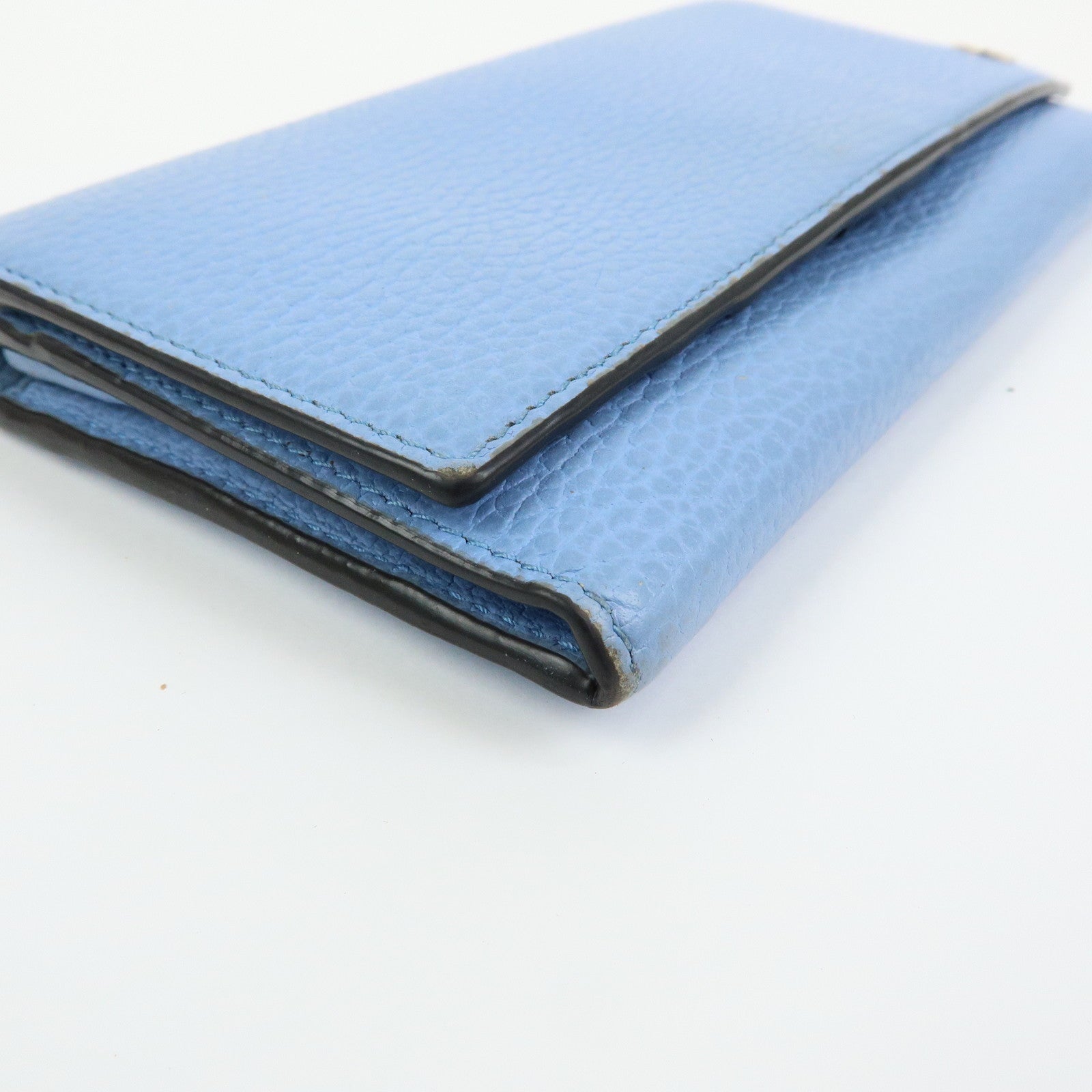 GUCCI Interlocking G Leather Flap Bi-fold Long Wallet Light Blue 449279