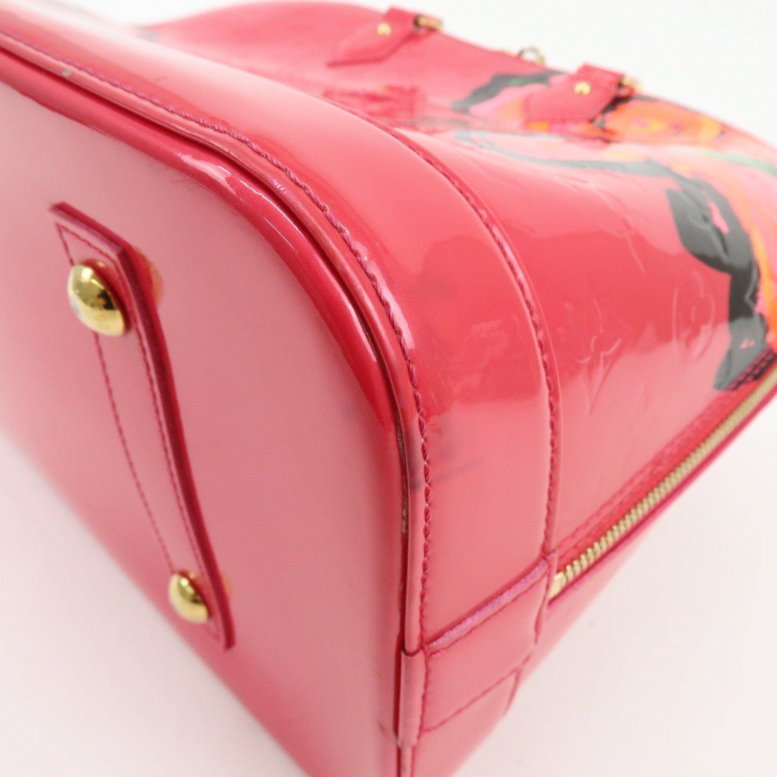 Louis Vuitton Monogram Rose Vernis Alma MM Hand Bag Rose Pop M93686