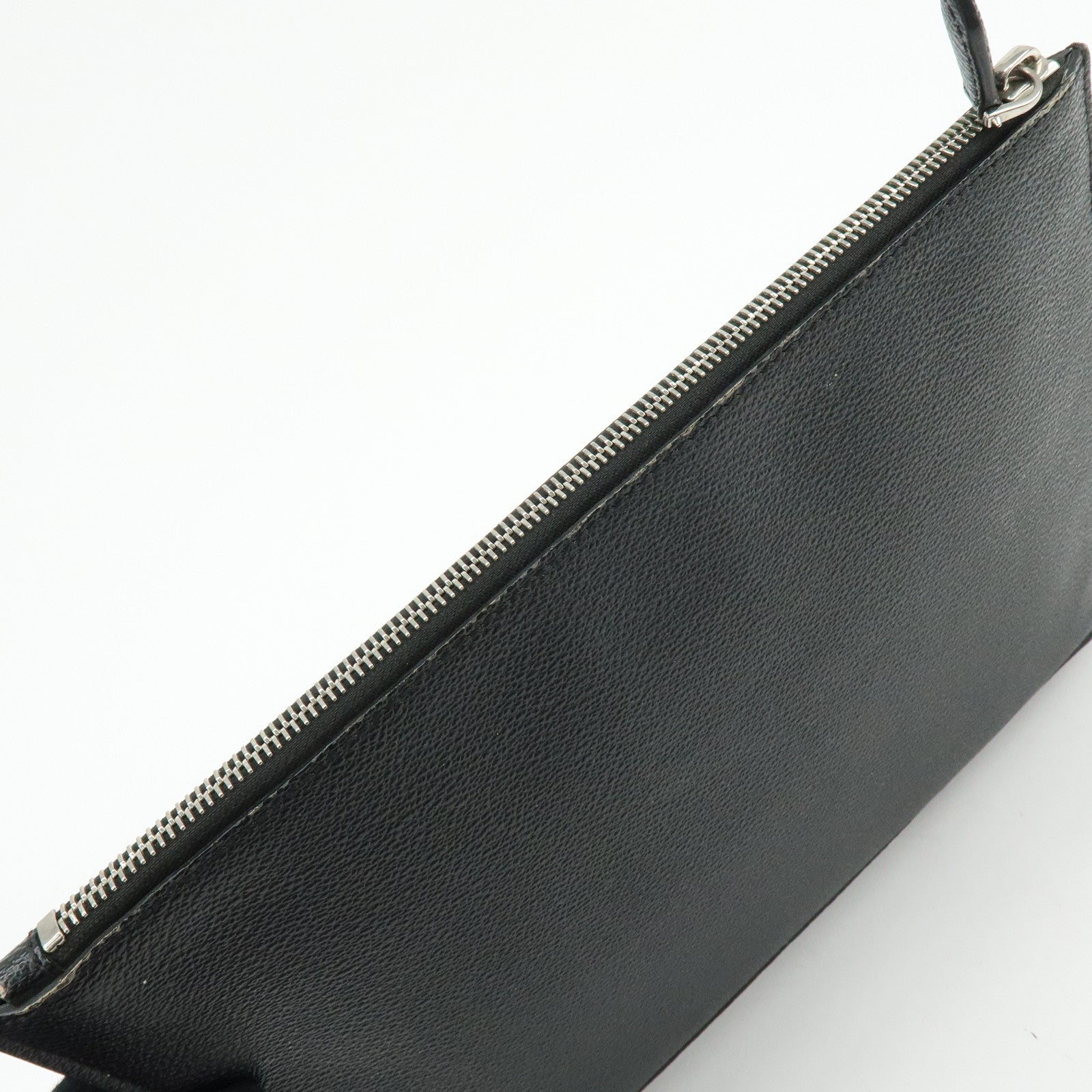 GIVENCHY Shark Print Leather Clutch Bag Flat Pouch Black
