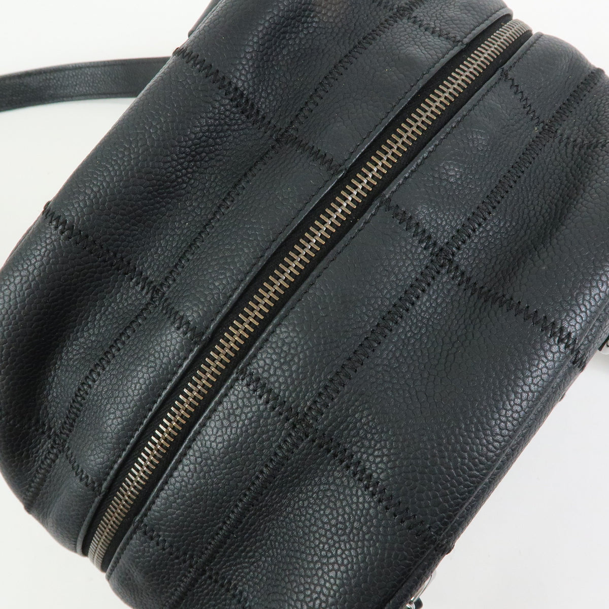 CHANEL Chocolate Bar Caviarskin Mini Boston Shoulder Bag Black A26134