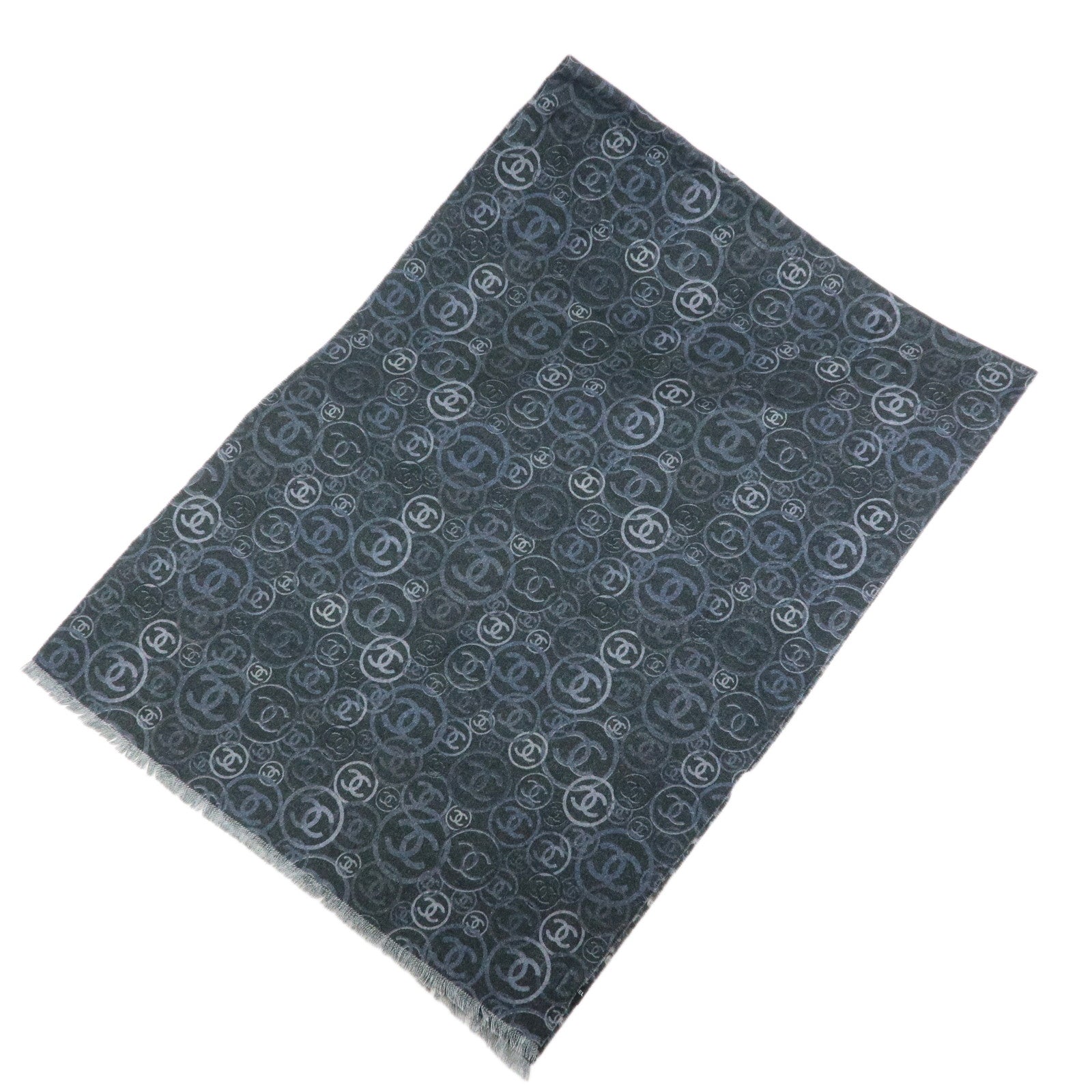 CHANEL COCO Mark Cashmere 100% Scarf Stole Shawl Navy