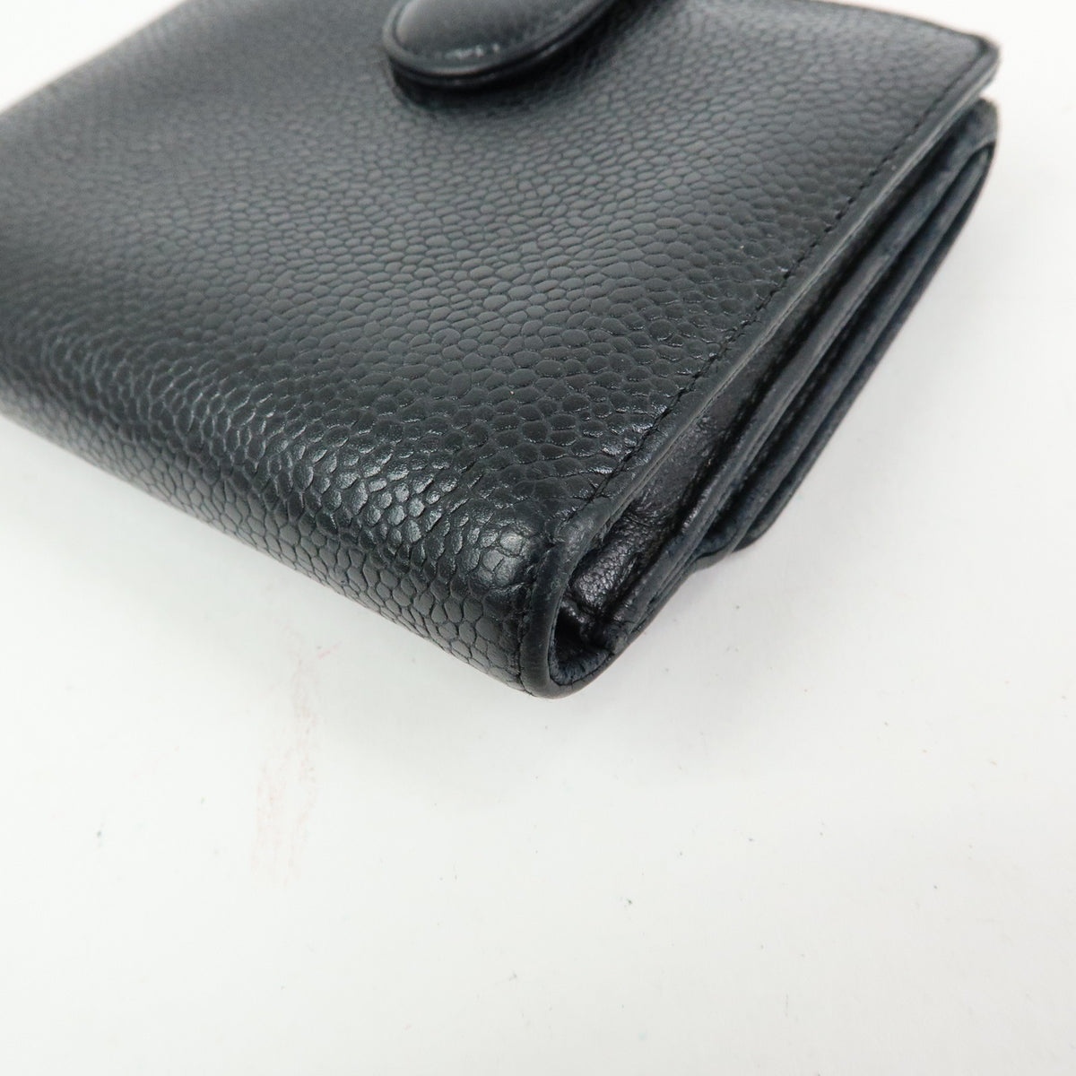 CHANEL COCO Mark Caviarskin Compact W Hook Wallet Black