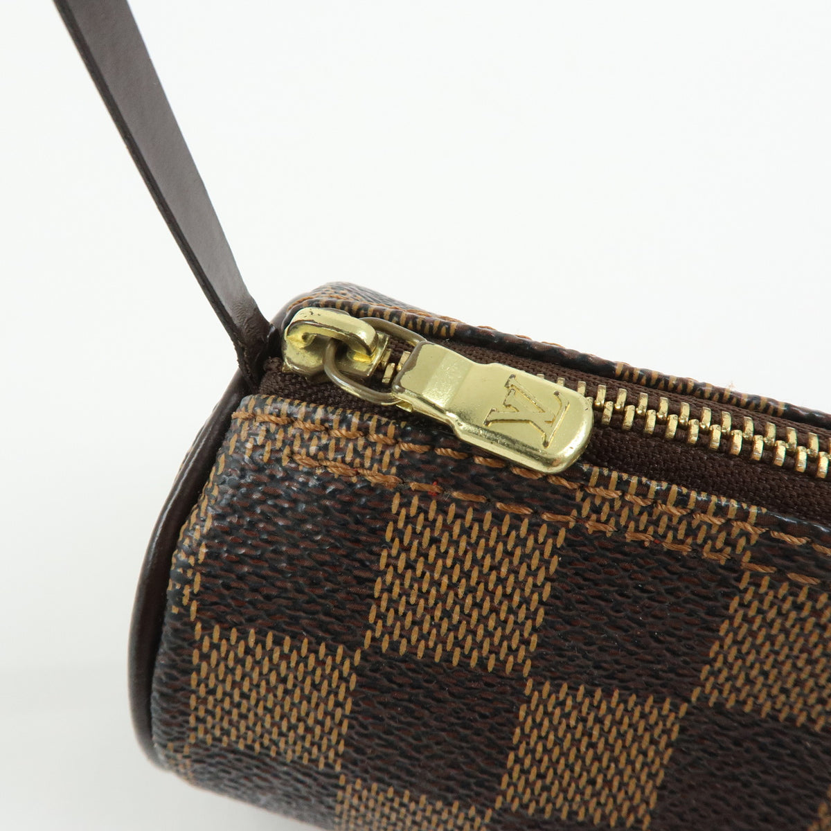 Louis Vuitton Damier Canvas Leather Mini Pouch for Papillon Bag Brown