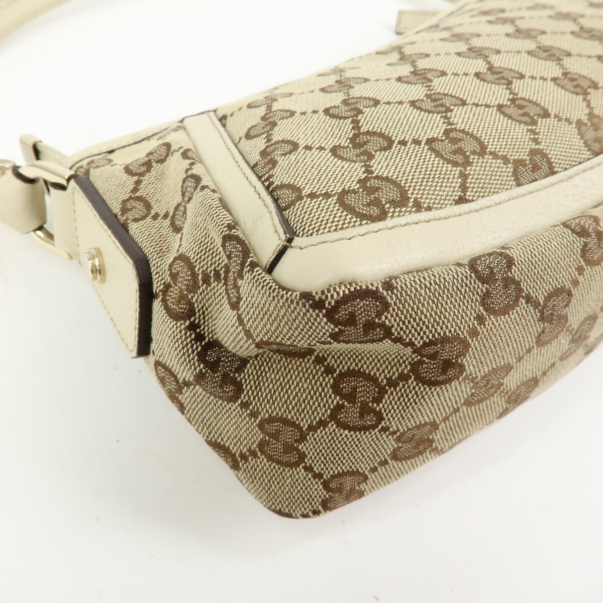 GUCCI Abbey GG Canvas Leather Mini Shoulder Bag Beige Ivory 130939