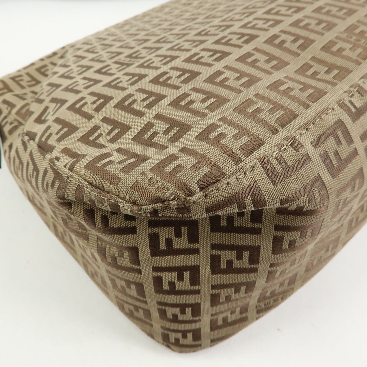 FENDI Mamma Baguette Zucchino Canvas Leather Shoulder Bag 8BR001