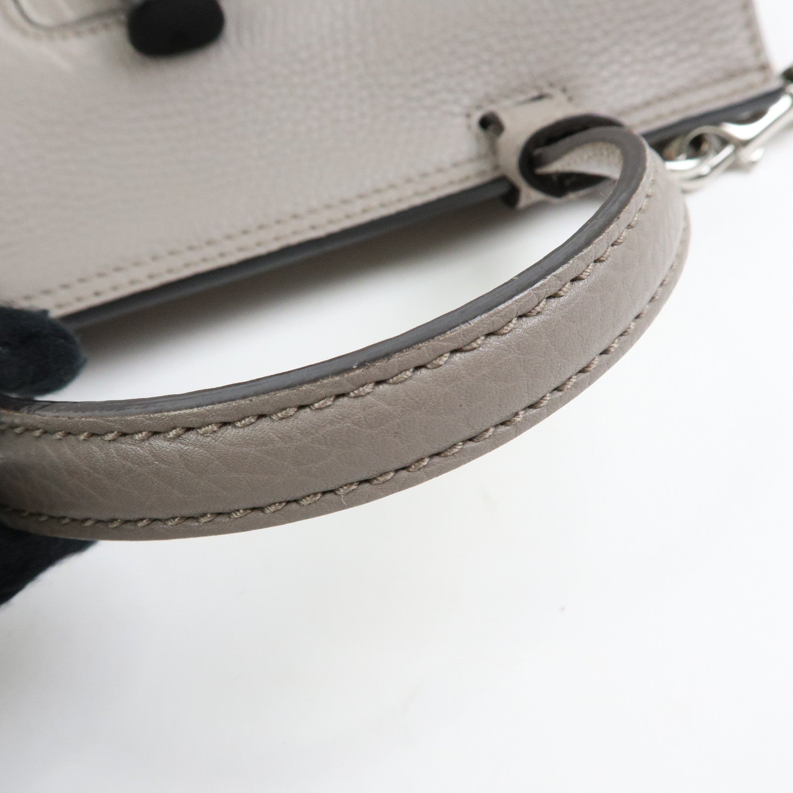 GUCCI Bamboo Leather 2Way Bag Hand Bag Shoulder Bag Grey 370831