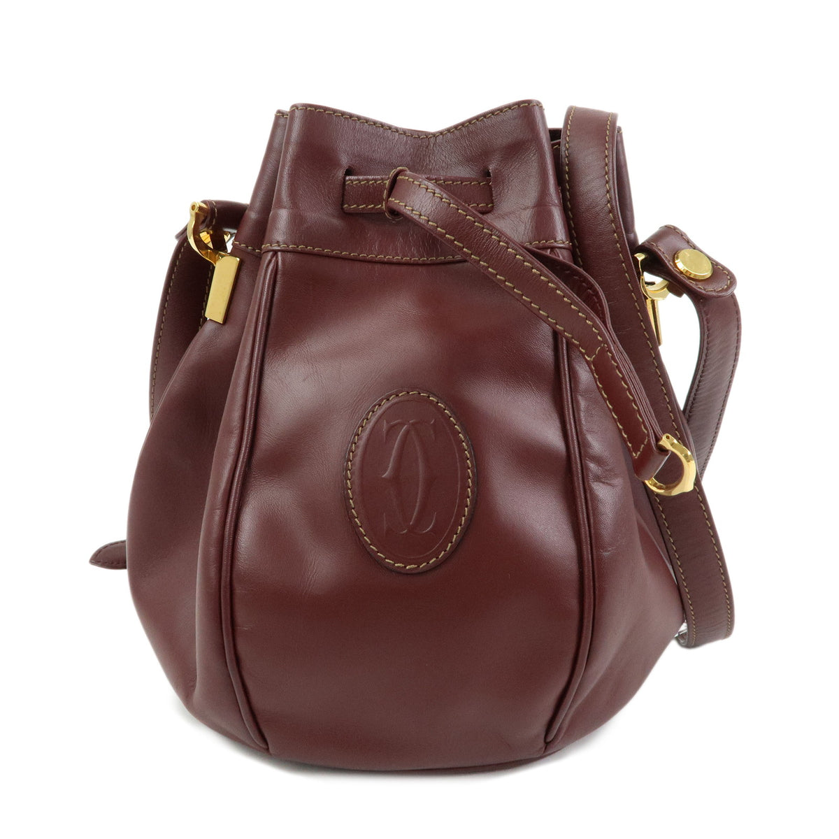Cartier Must de Cartier Leather Shoulder Bag Crossbody Bag Bordeaux