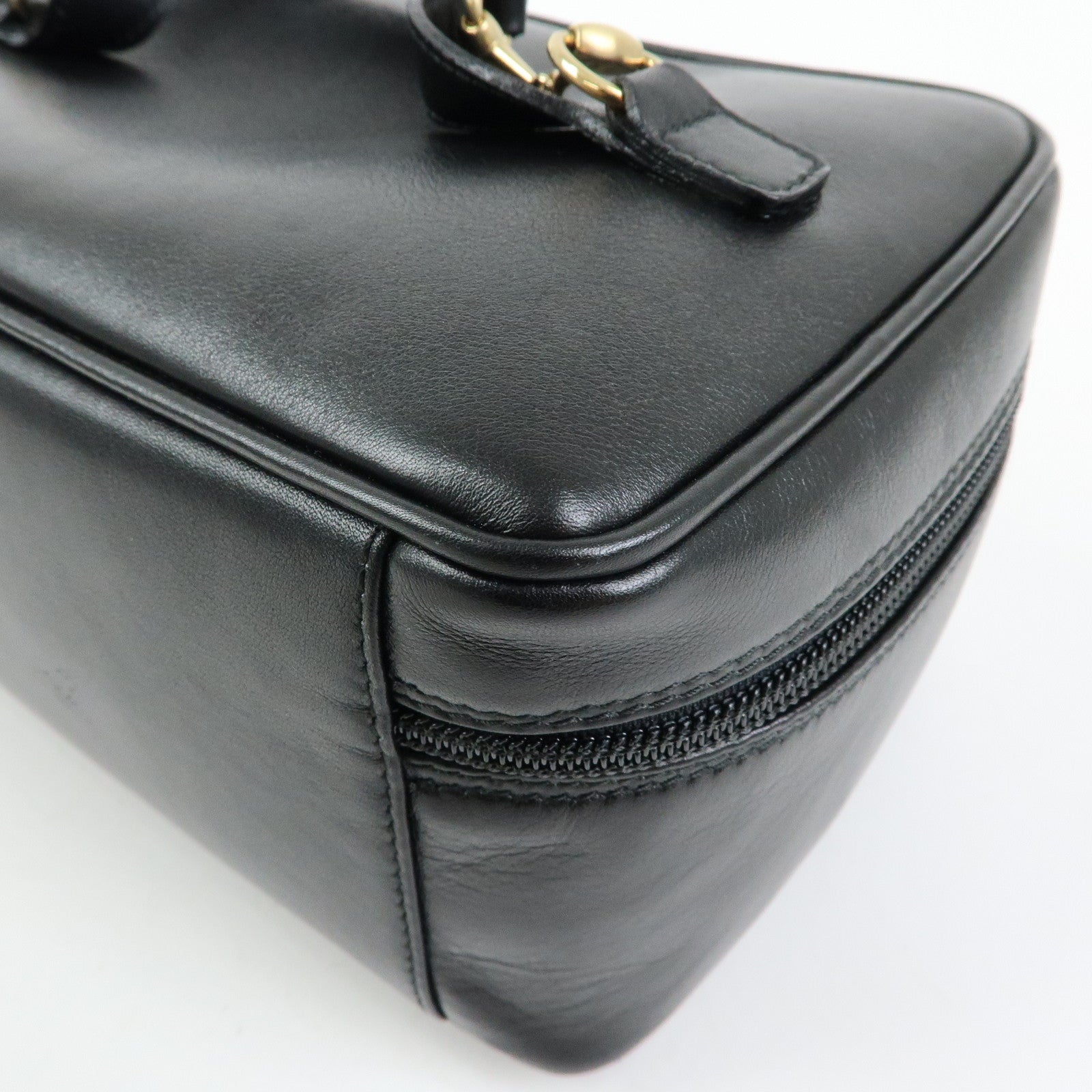 GUCCI Horsebit Leather Vanity Bag Cosmetic Bag Black 03217050140