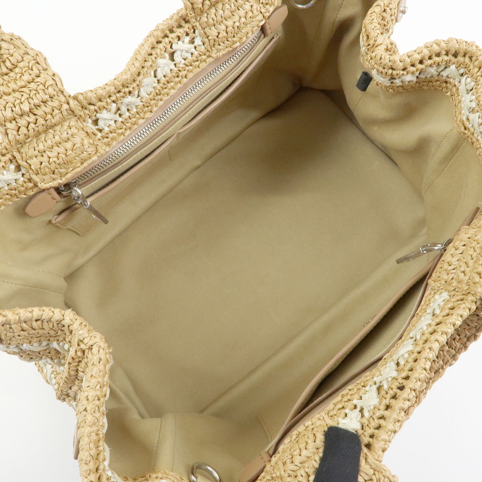 PRADA Canapa Raffia 2Way Bag Hand Bag Shoulder Bag Beige BN2888