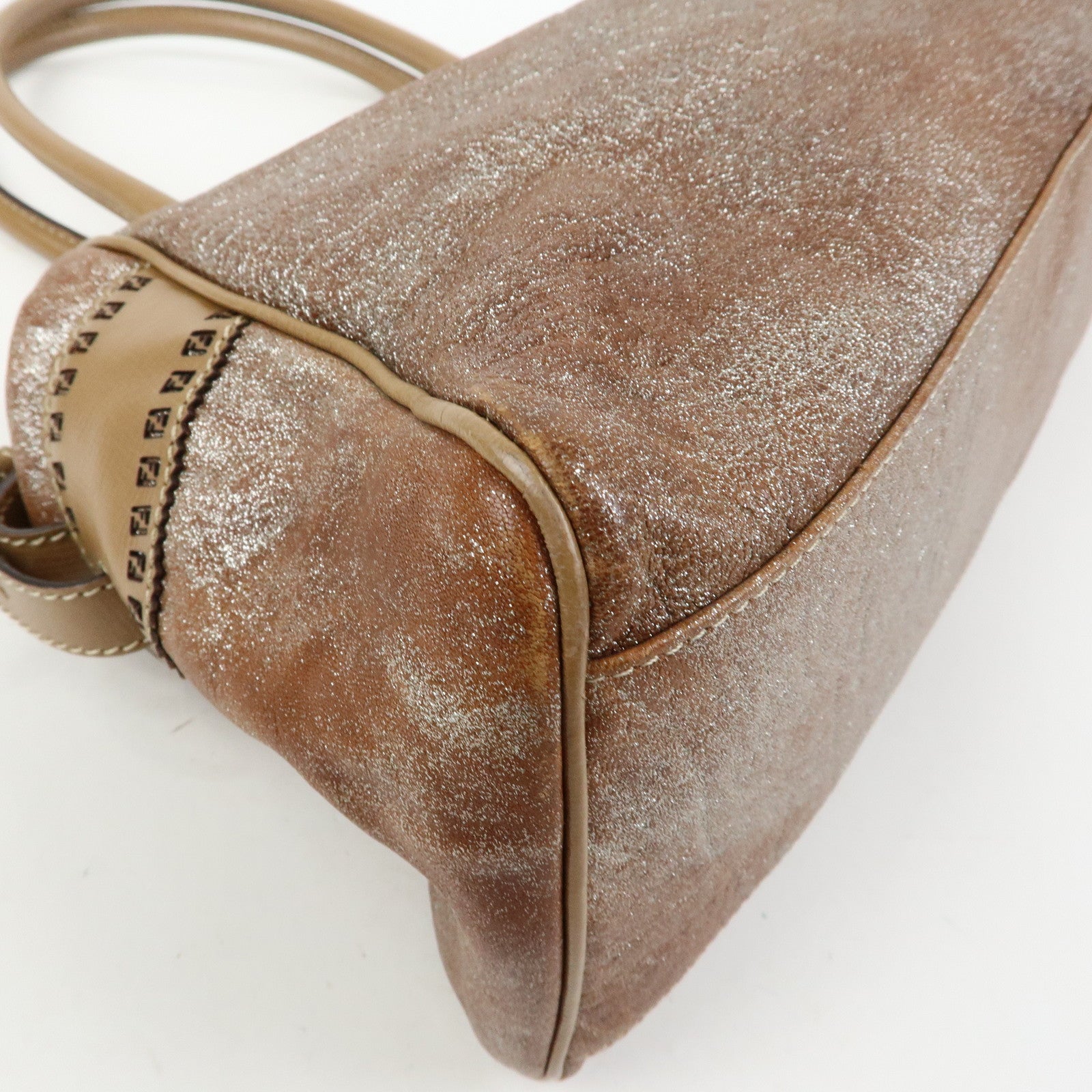 FENDI Ethnico Leather Tote Bag Shoulder Bag Hand Bag Beige 8BN162