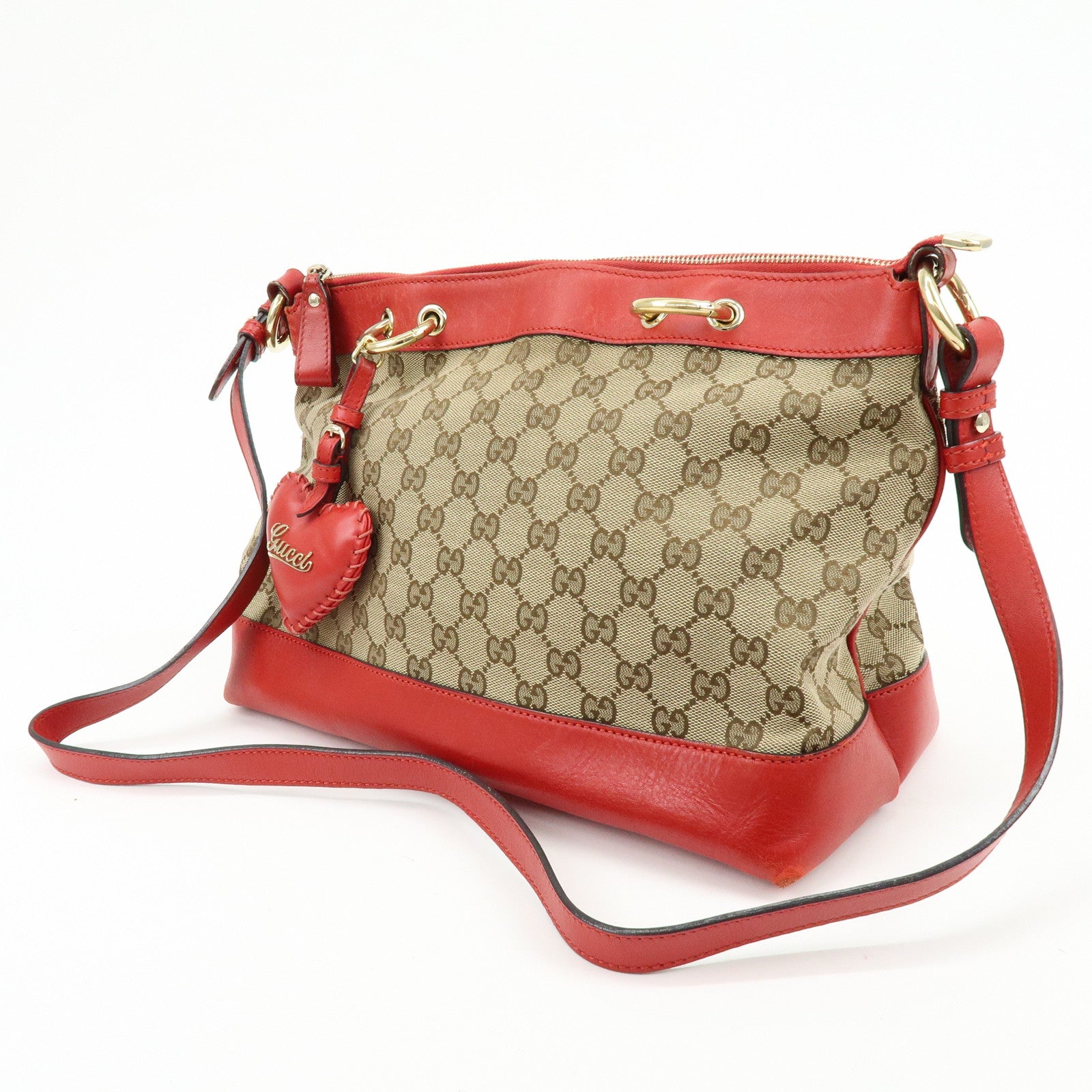 GUCCI GG Canvas Leather Shoulder Bag Valentine Limited 309122