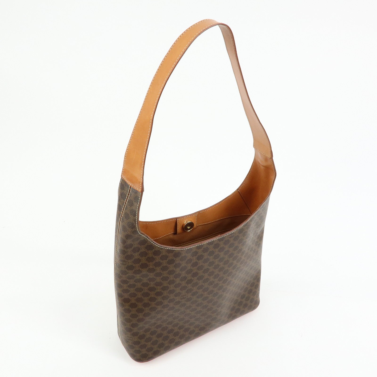 CELINE Macadam PVC Leather Shoulder Bag Brown