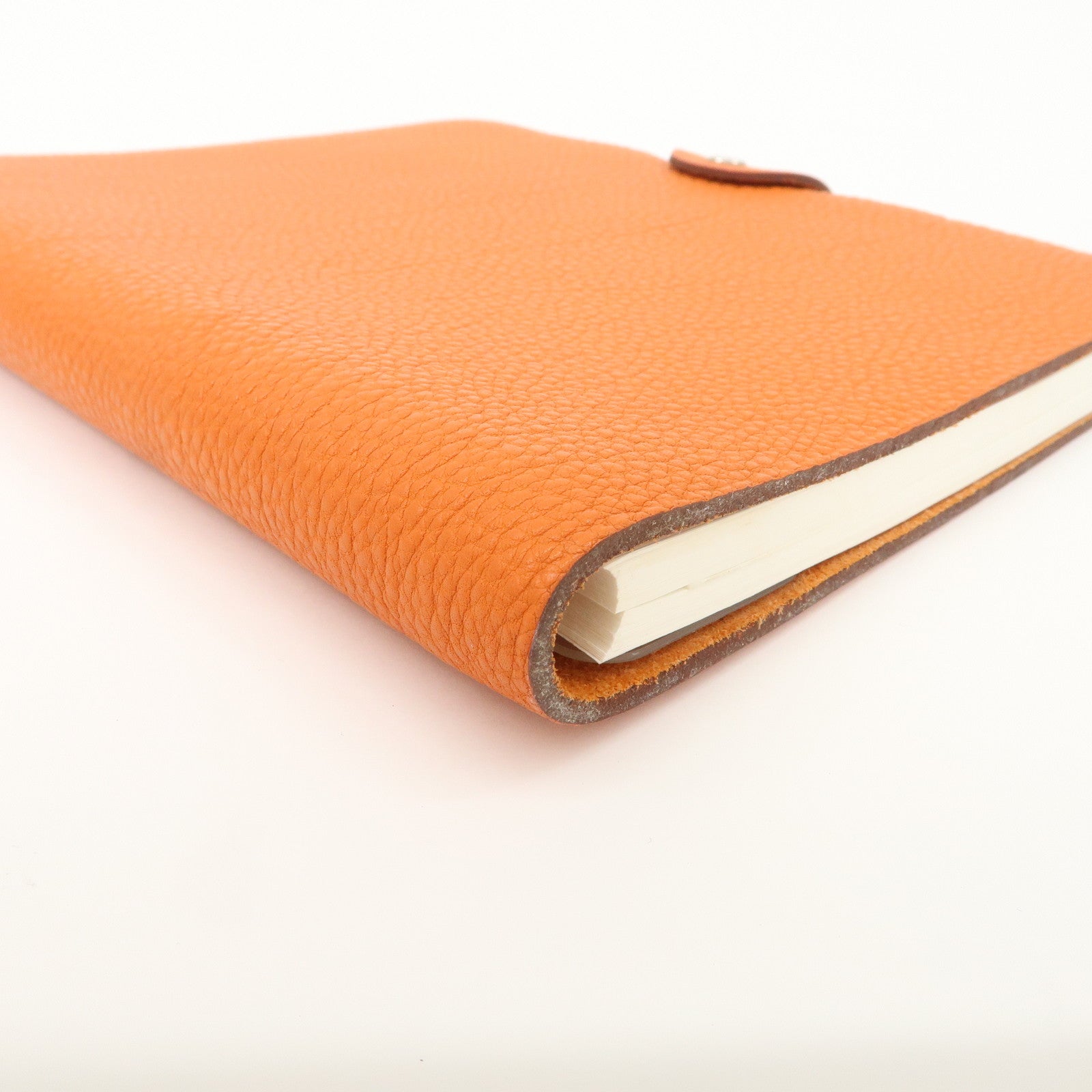 HERMES Togo Leather Ulysse MM □O Stamped Notebook Cover Potiron Orange Used