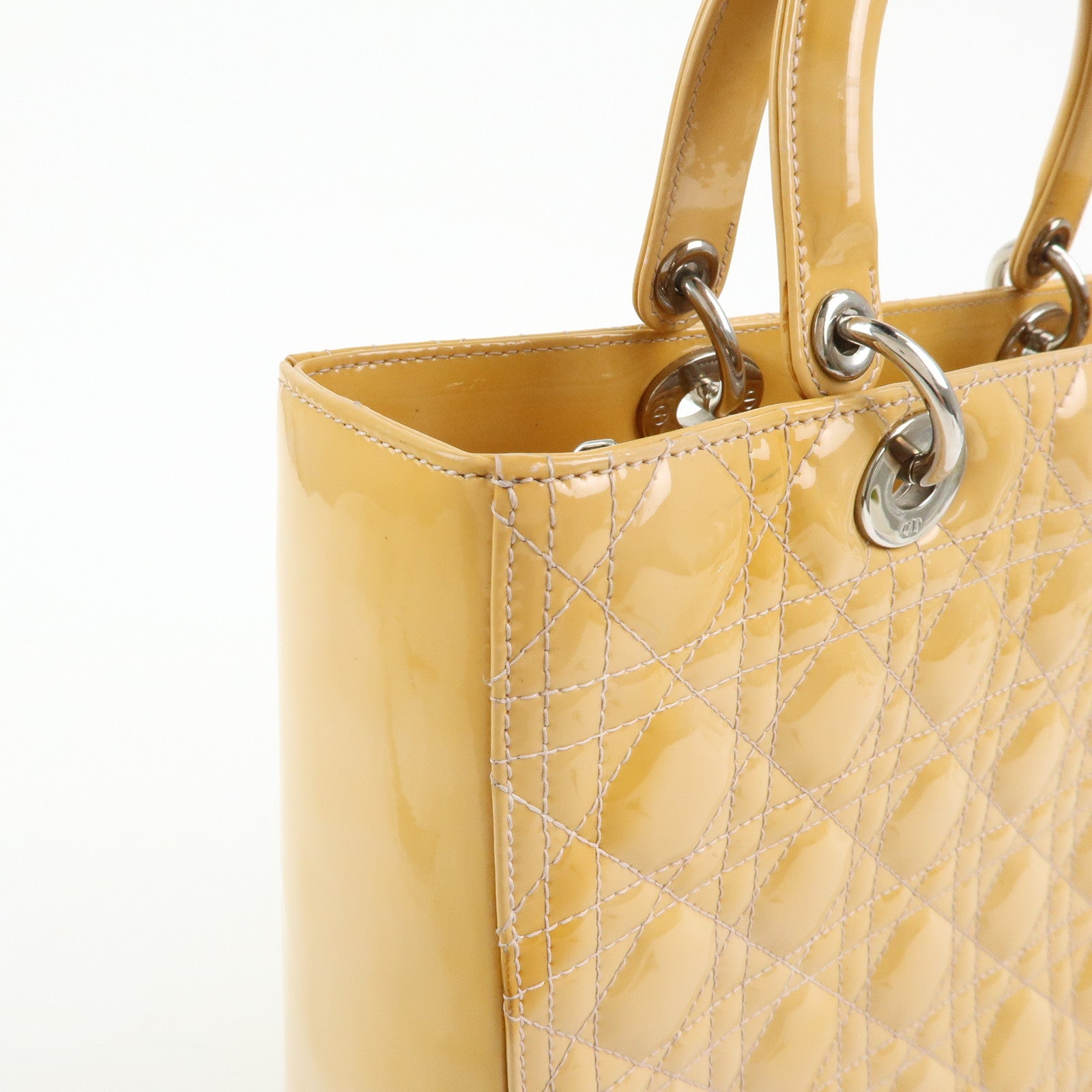 Christian Dior Lady Dior Cannage Patent Leather 2Way Hand Shoulder Bag