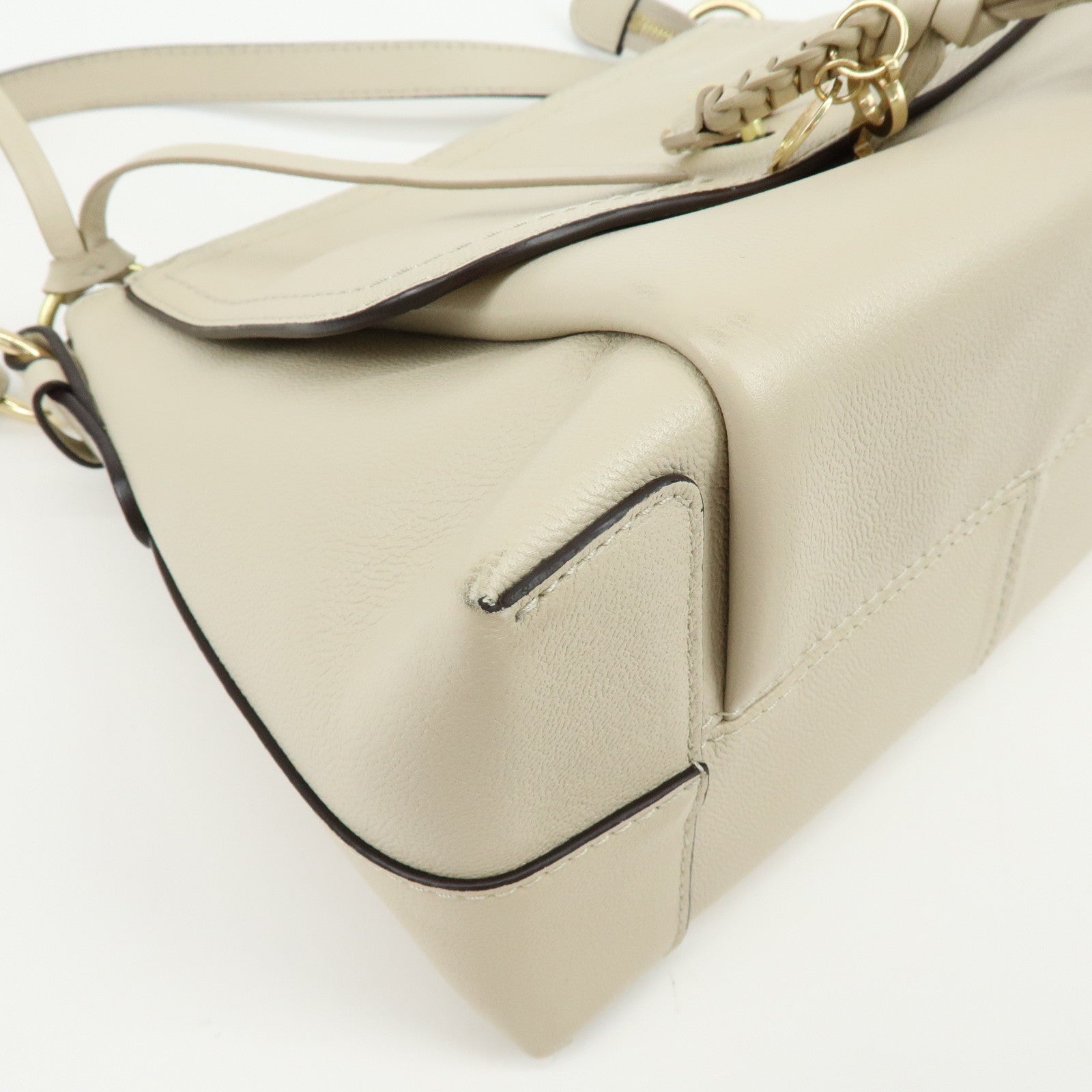 Chloe See By Chloe Joan Leather Shoulder Bag Hand Bag Beige