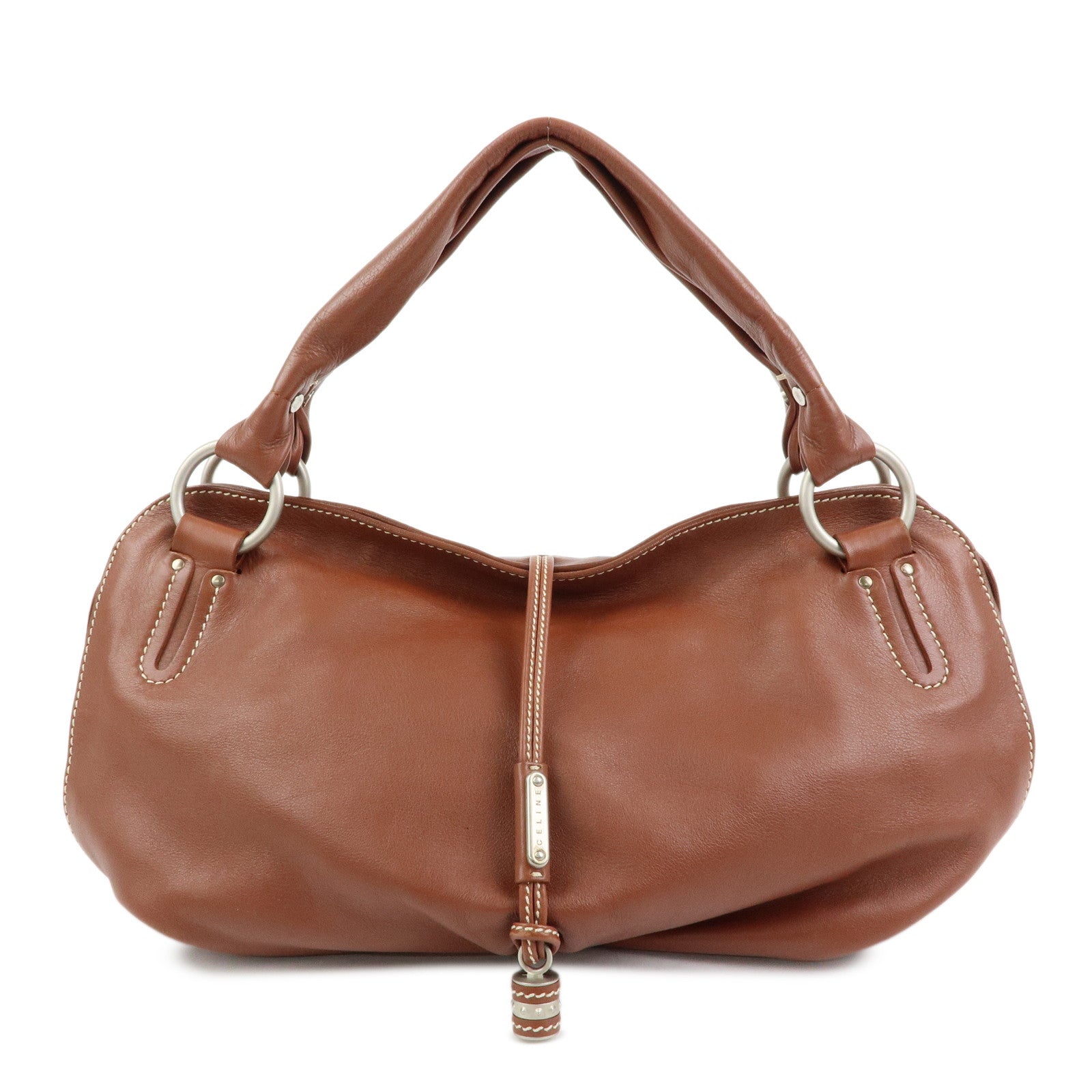 CELINE Bittersweet Leather Shoulder Bag Tote Bag Brown