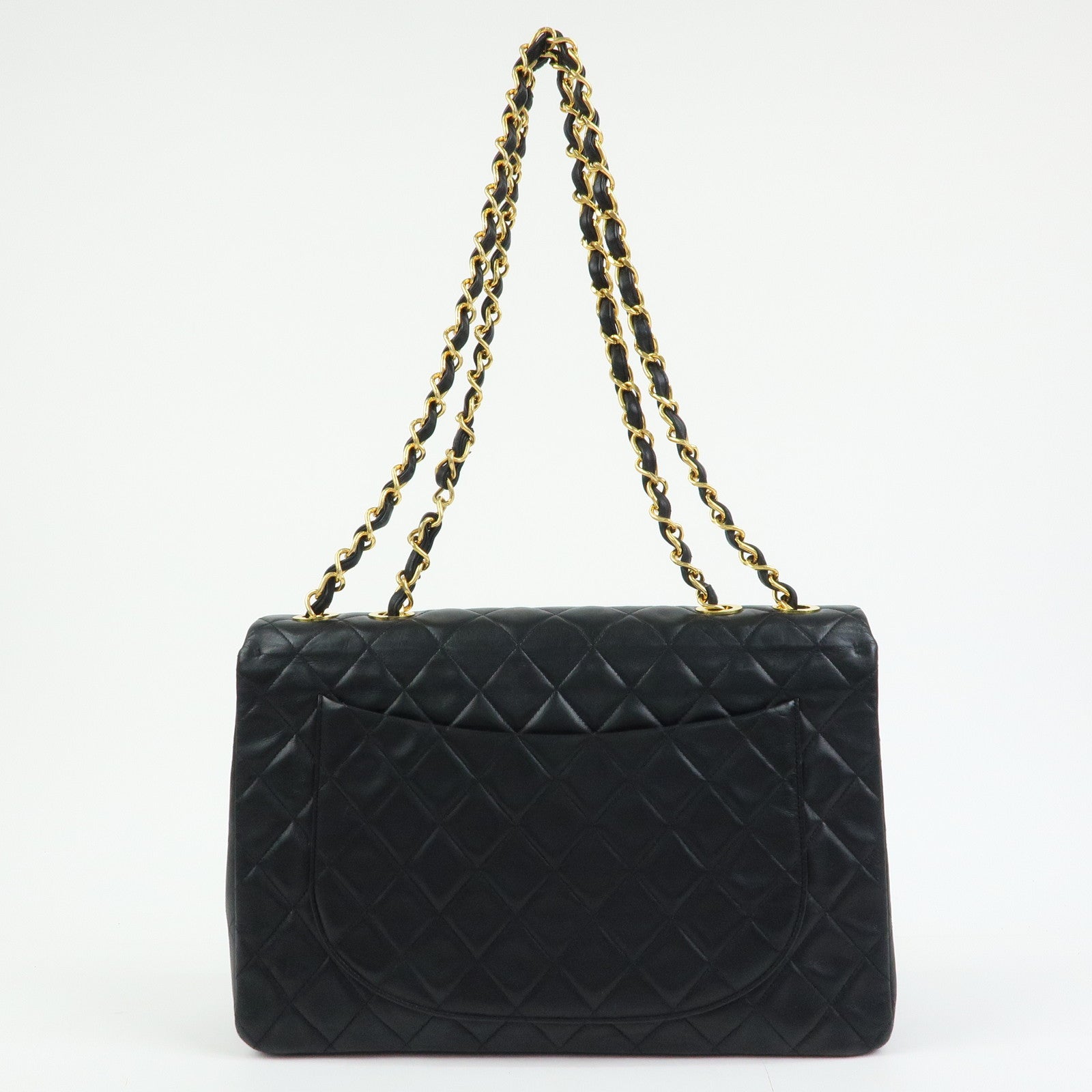 CHANEL Jumbo Matelasse 34 Lamb Skin Shoulder Bag Black A01094