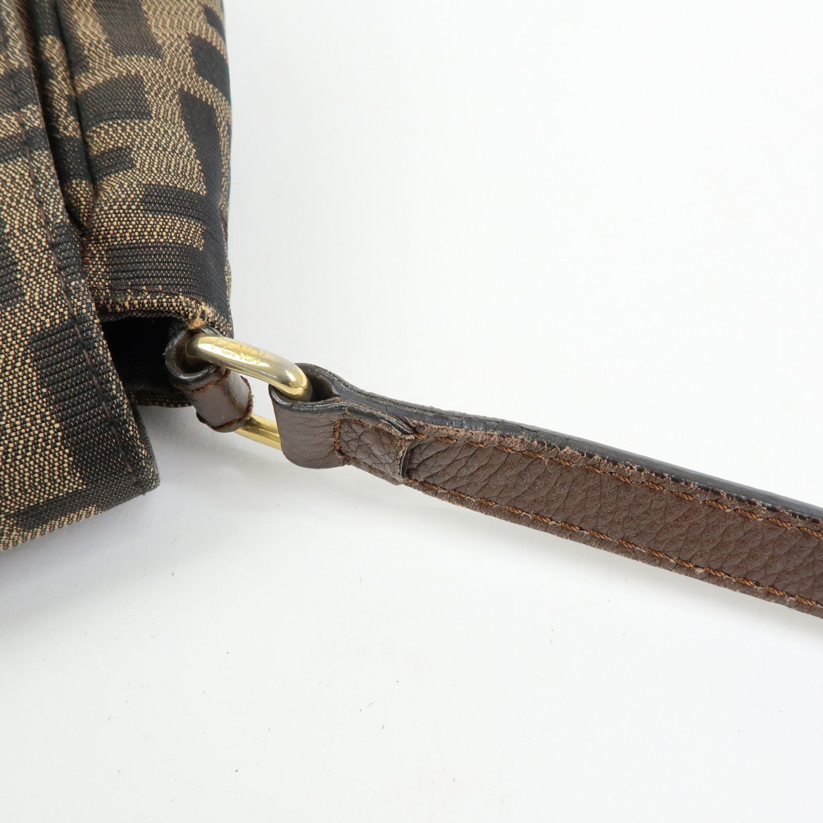 FENDI Zucca Jacquard Leather Shoulder Bag Crossbody Bag Brown 8BT215