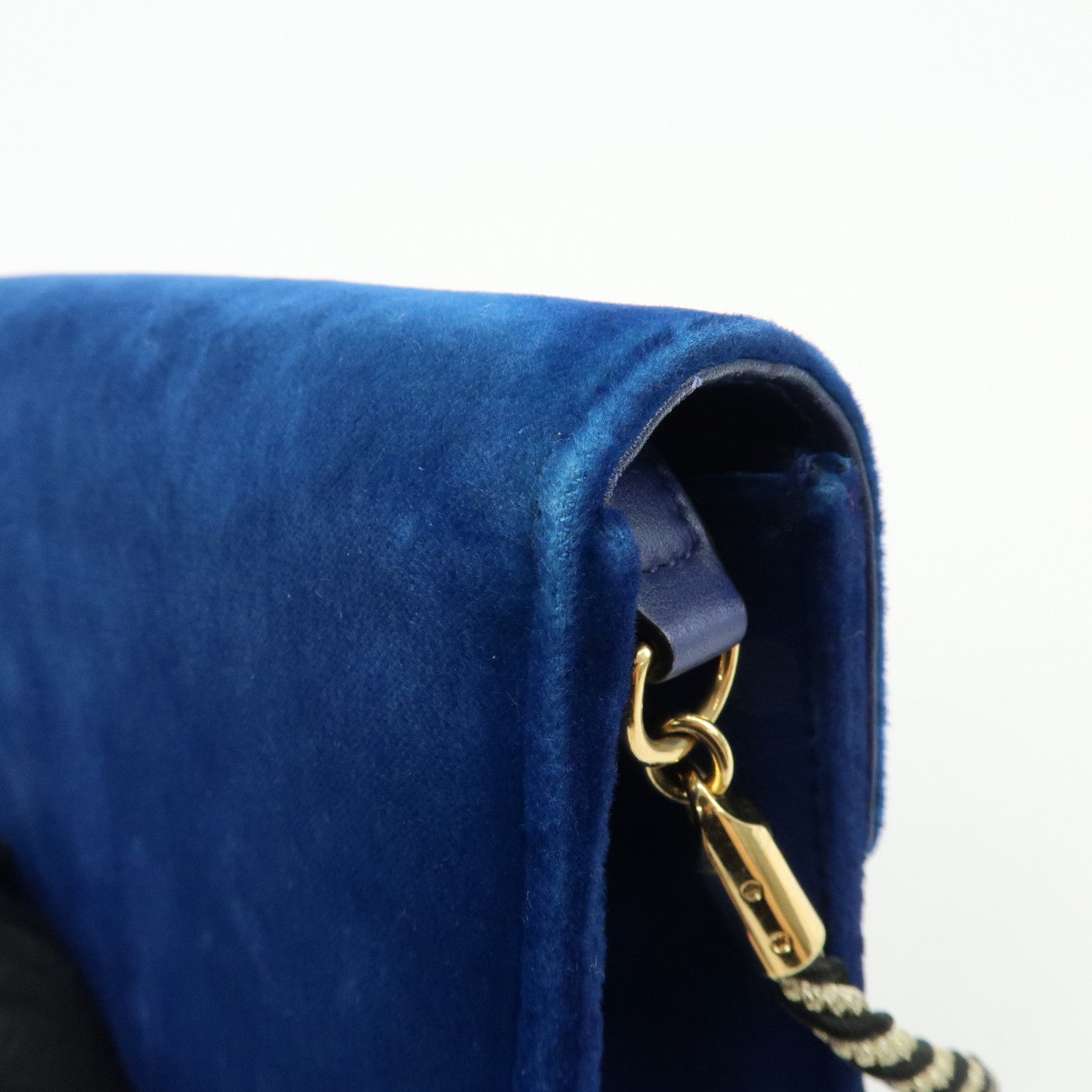 GUCCI Broadway Velvet Shoulder Bag Crossbody Bag Bijou Logo Navy 544242