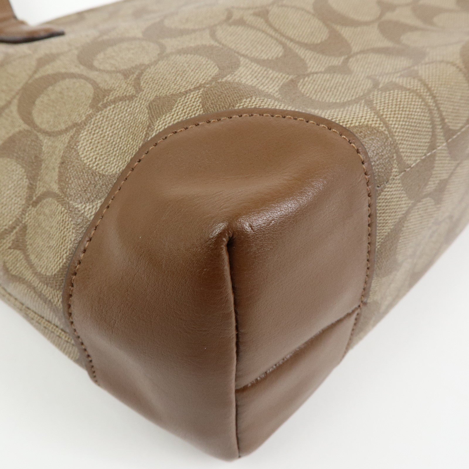 COACH Signature PVC Leather Tote Bag Hand Bag Brown F29208