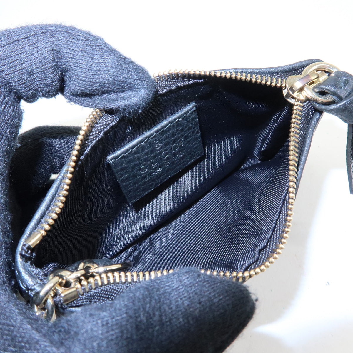 GUCCI Leather Key Case Coin Case Black 368879