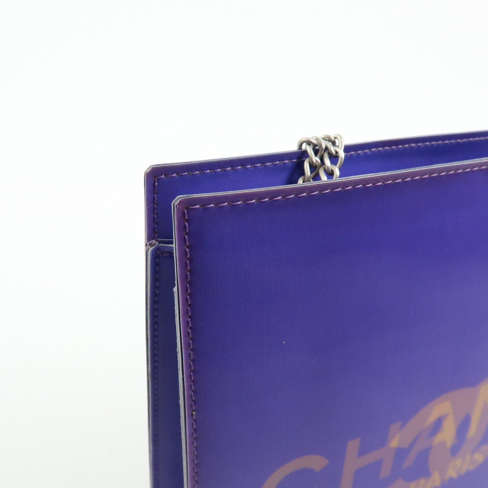 CHANEL COCO Mark Vinyl Hologram Logo Chain Shoulder Bag Purple