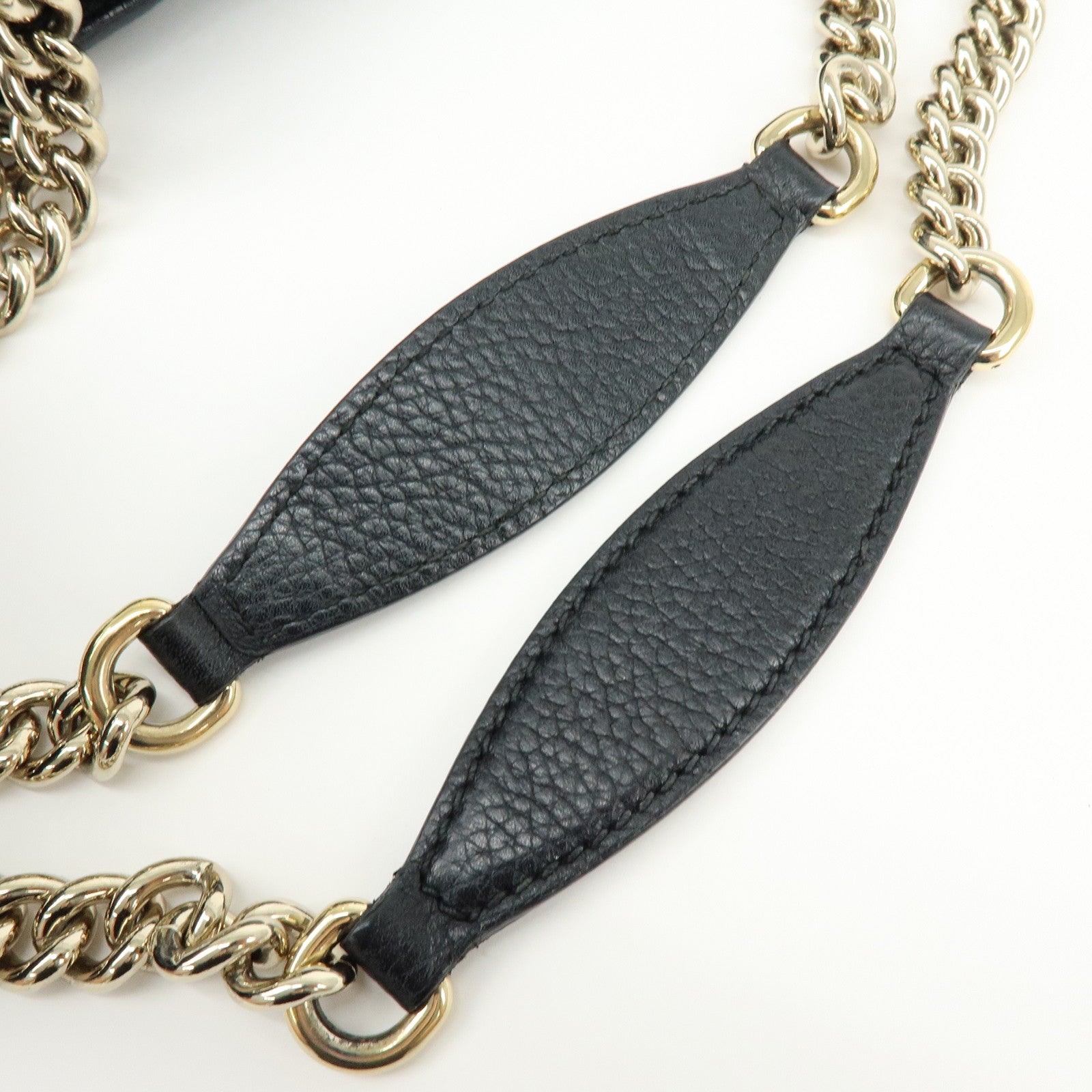 GUCCI SOHO Interlocking G Leather Chain Shoulder Bag Black 536196